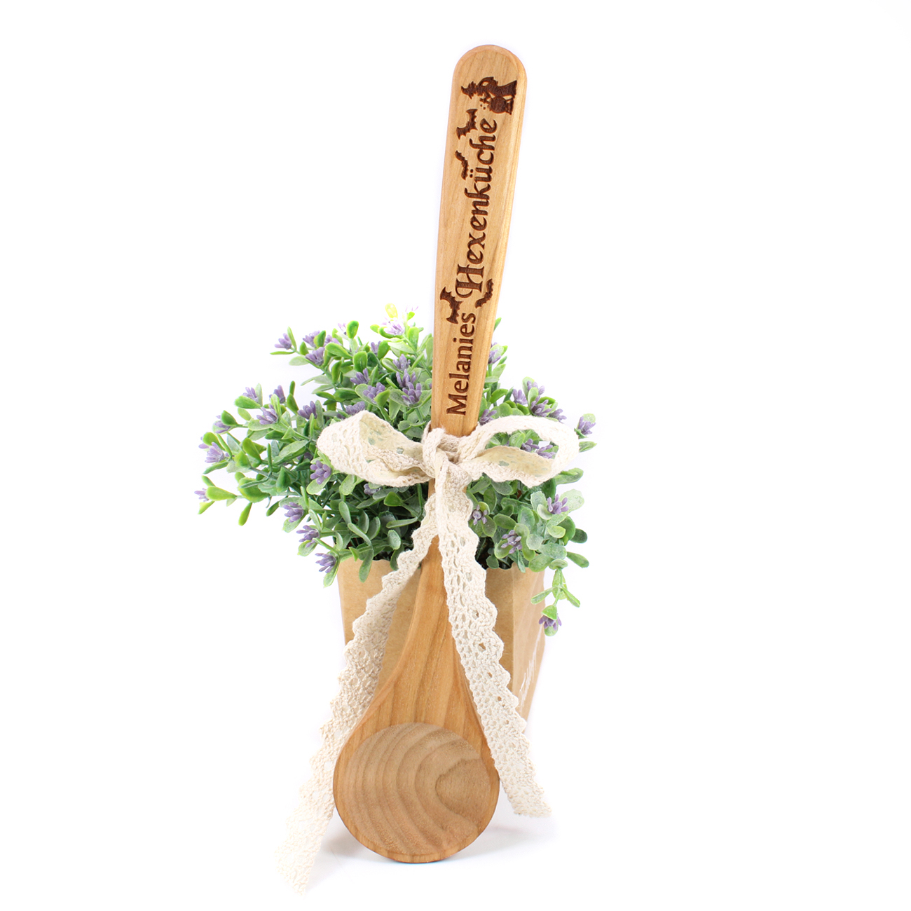Kochlöffel Hexenküche - personalisiert mit Name - Holzlöffel mit Motiv Hexe