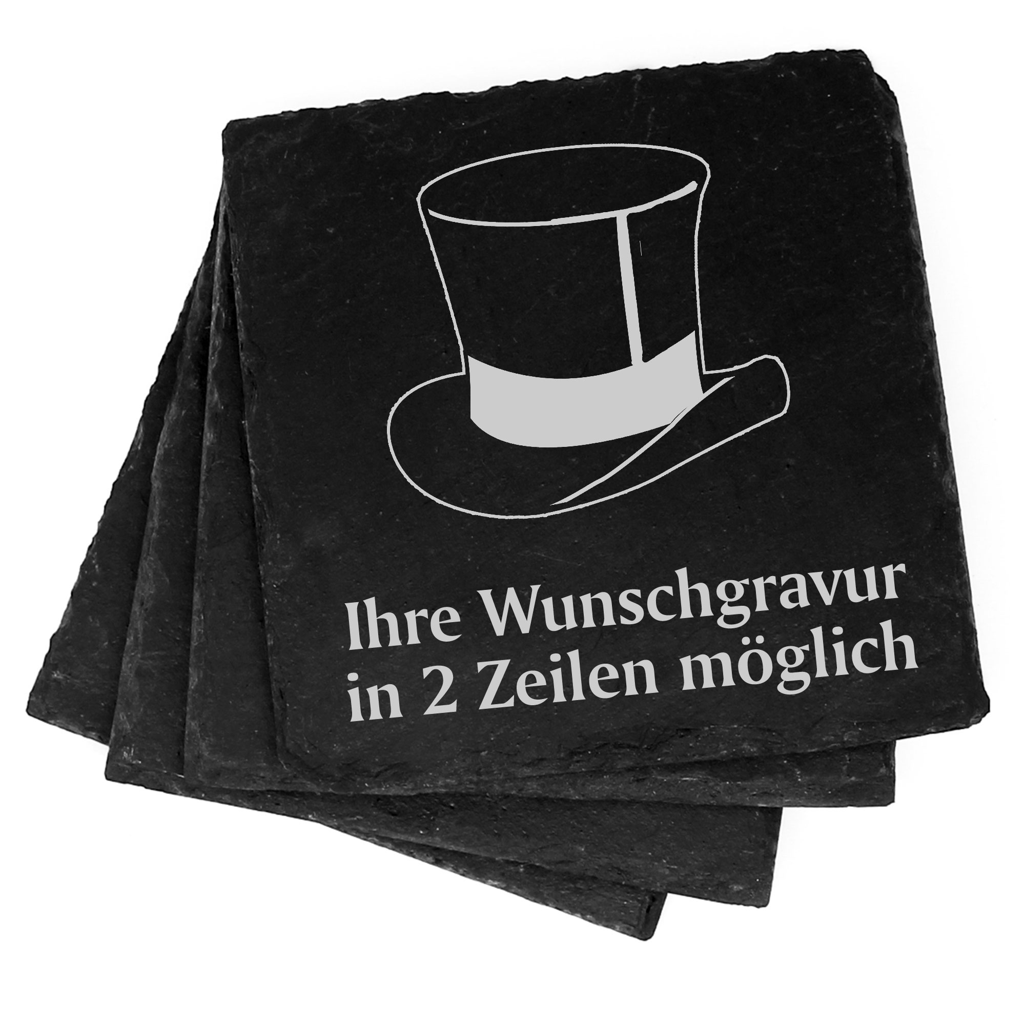 4x Zylinder Deko Schiefer Untersetzer Wunschgravur Set - 11 x 11 cm