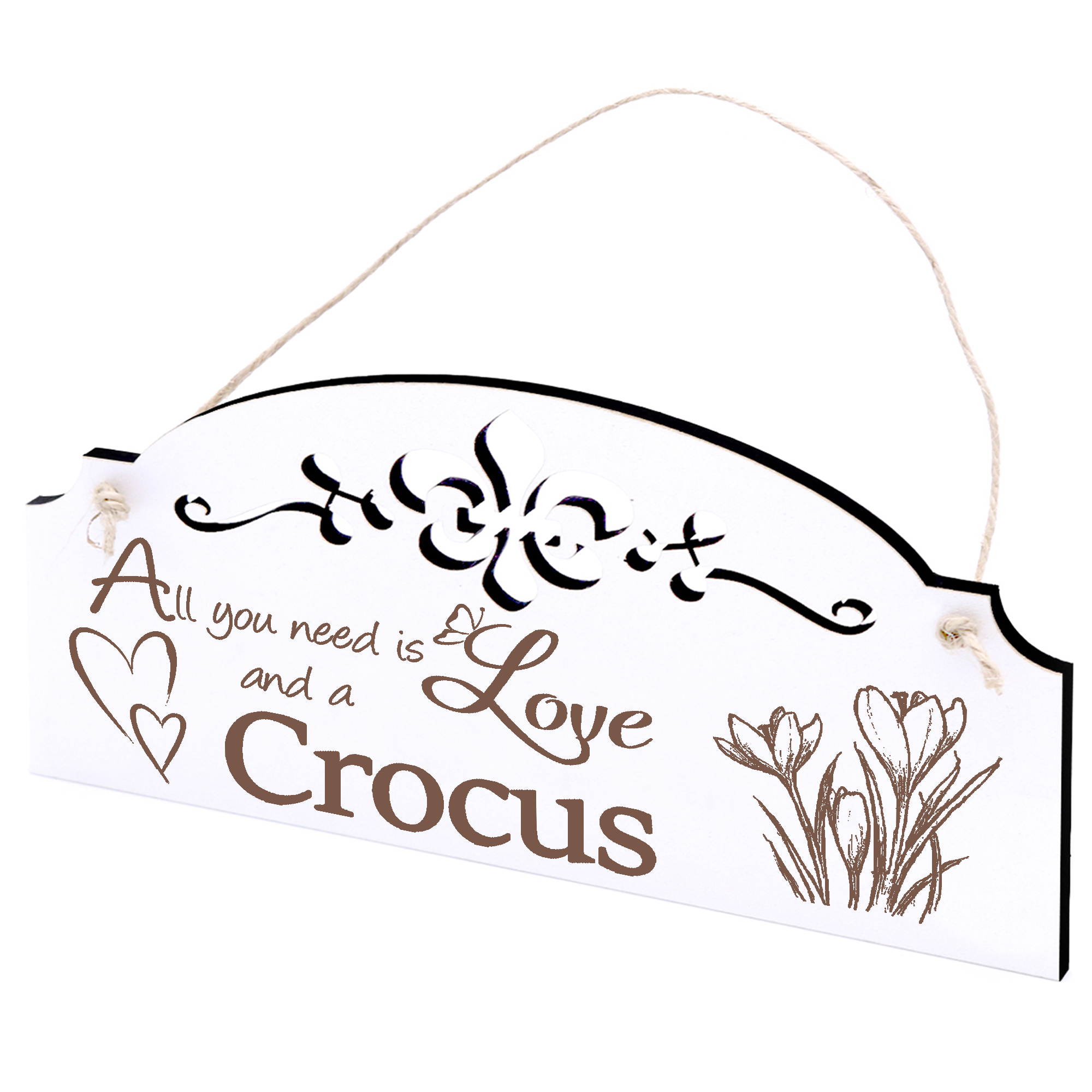 Schild zwei Krokus Deko 20x10cm - All you need is Love and a Crocus - Holz