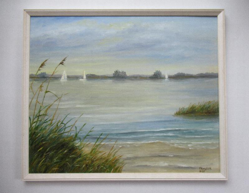 Ölgemälde Schilf am Achterwasser - Insel Usedom 60 x 50 cm - Unikat - 109.21