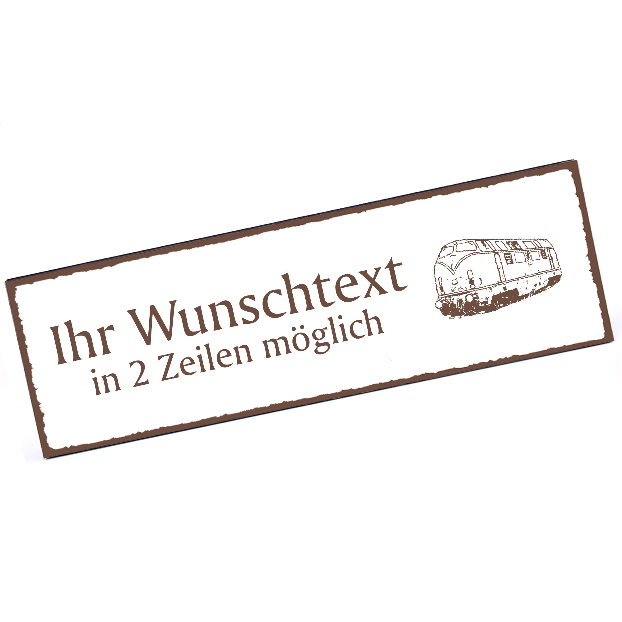 Türschild alte Eisenbahn  Namensschild personalisiert mit Gravur - 150mm x 50mm - selbstklebend