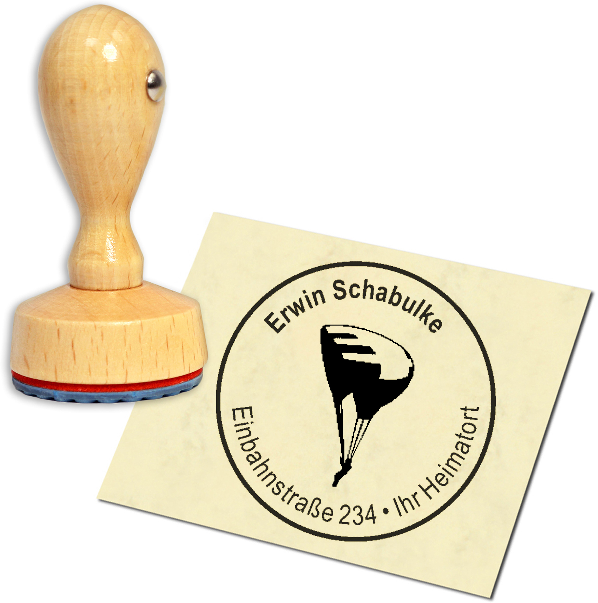 Stempel Adressstempel Holzstempel - Gleitschirm - rund 40mm