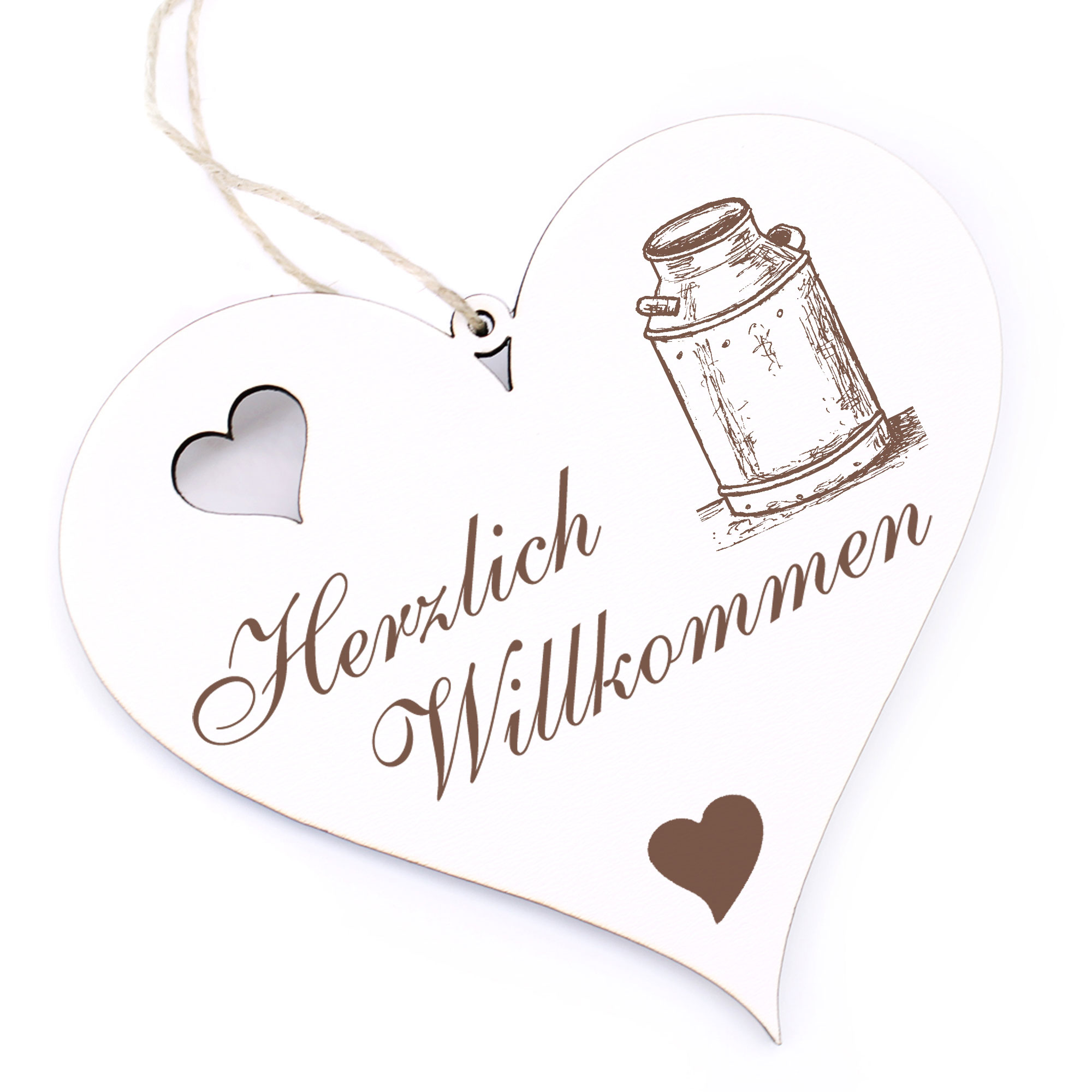 Herzlich Willkommen Schild - alte Milchkanne - Deko Herz Holz