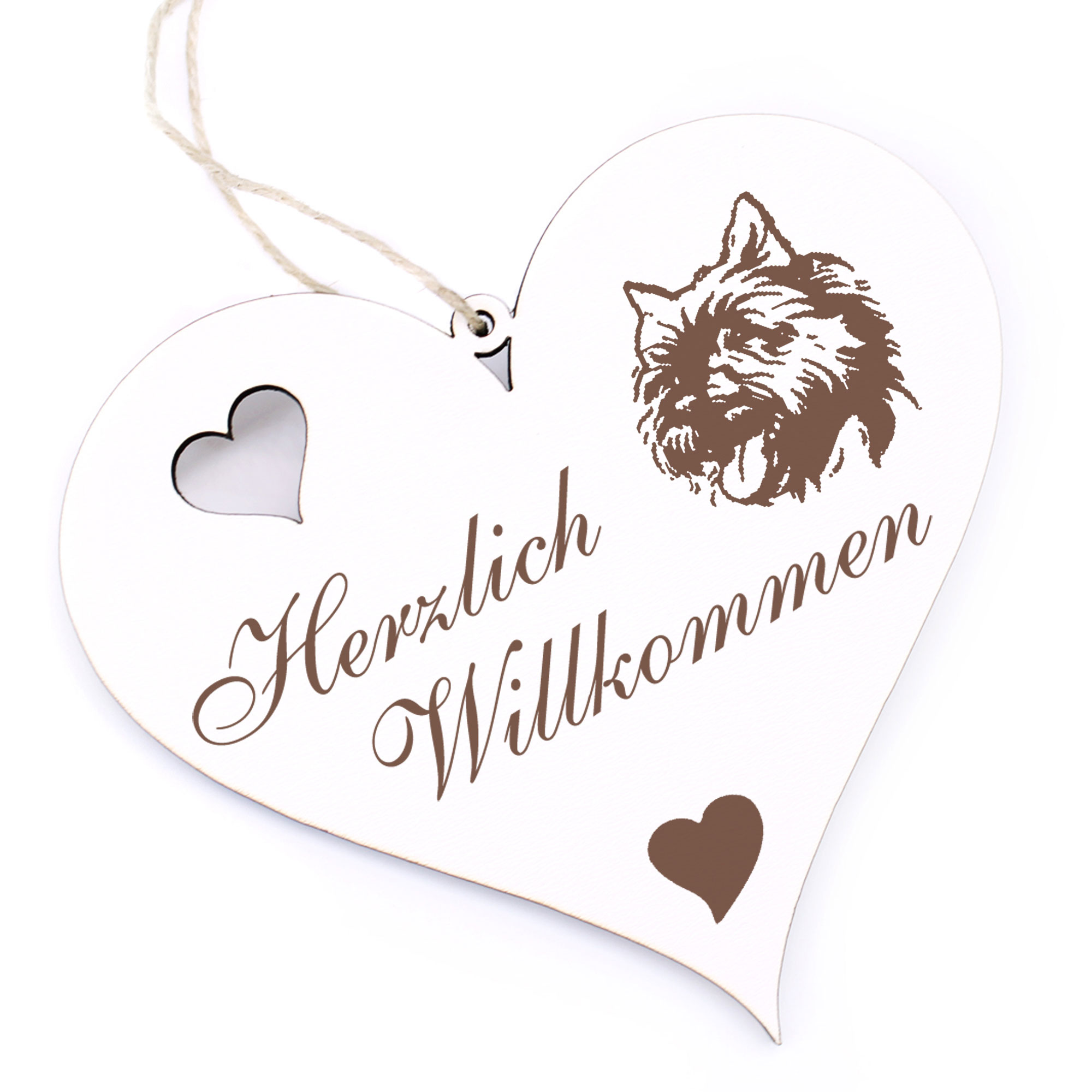 Herzlich Willkommen Schild - Cairn Terrier - Deko Herz Holz