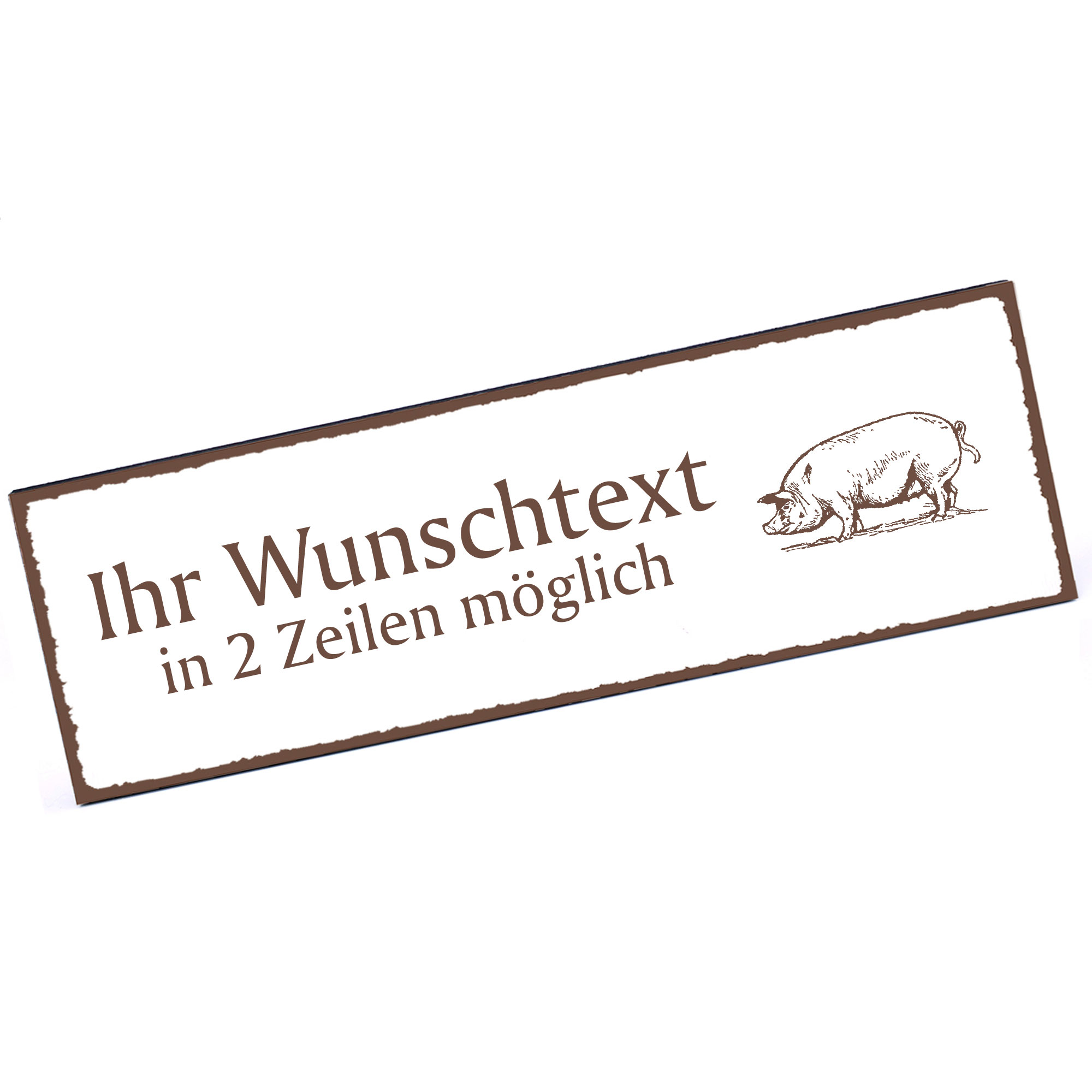 Türschild Schwein  Namensschild personalisiert mit Gravur - 150mm x 50mm - selbstklebend