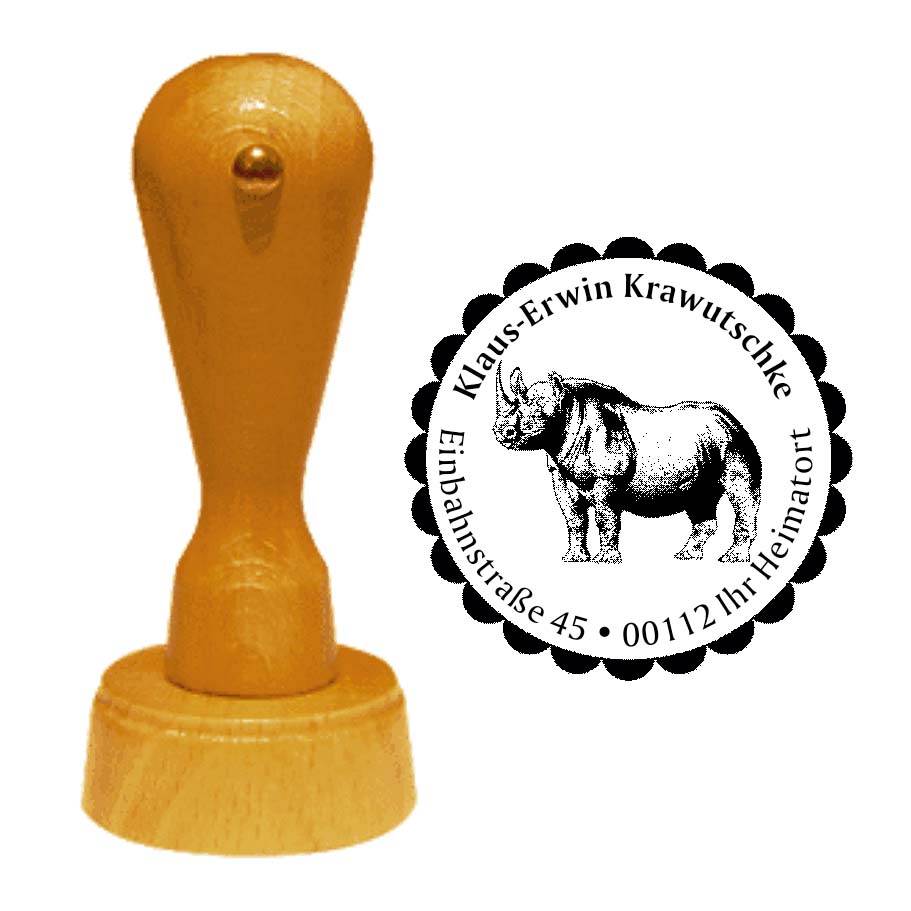 Adressenstempel « NASHORN » mit persönlichem Wunschtext