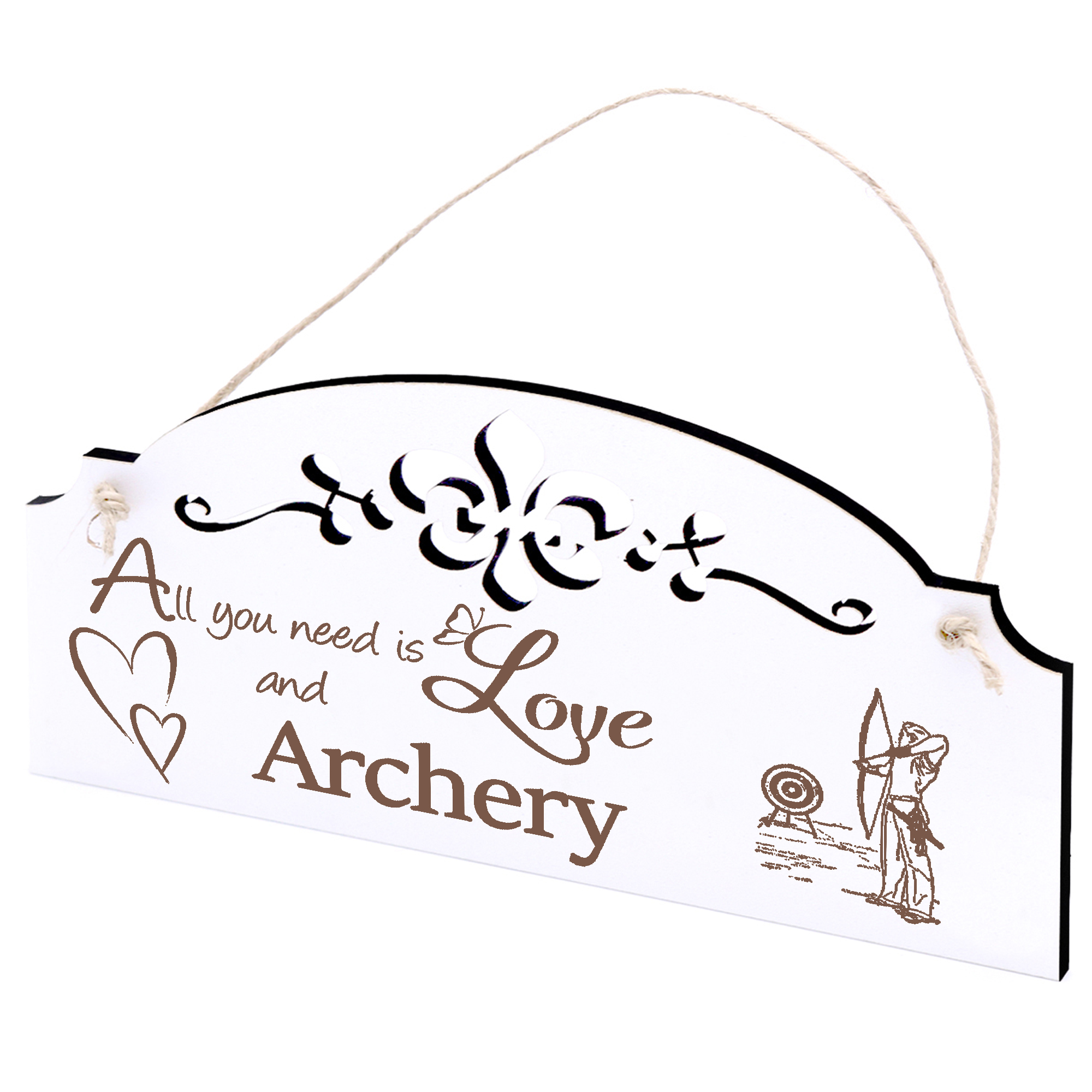 Schild Bogenschießen Deko 20x10cm - All you need is Love and Archery - Holz