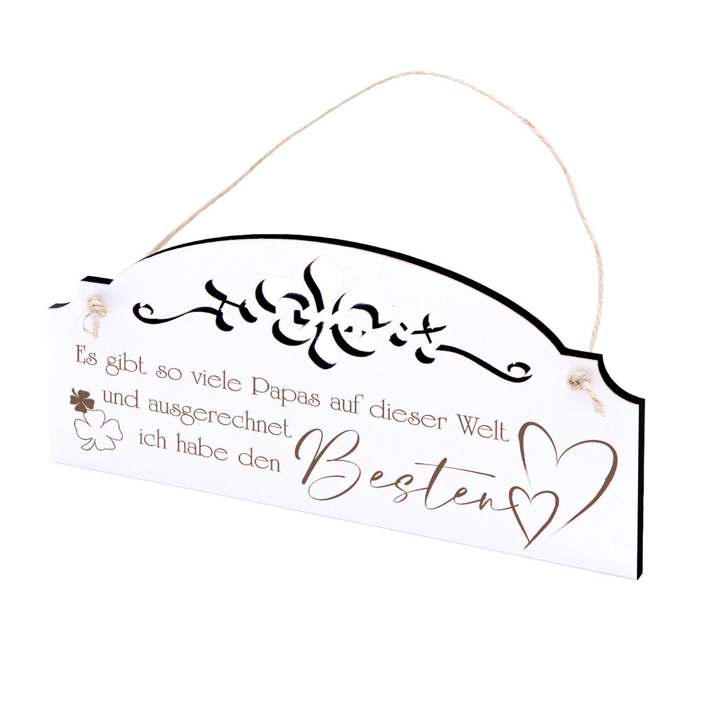 Schild Spruch Bester Papa der Welt - Vintage Türschild mit Ornamenten 20x10cm