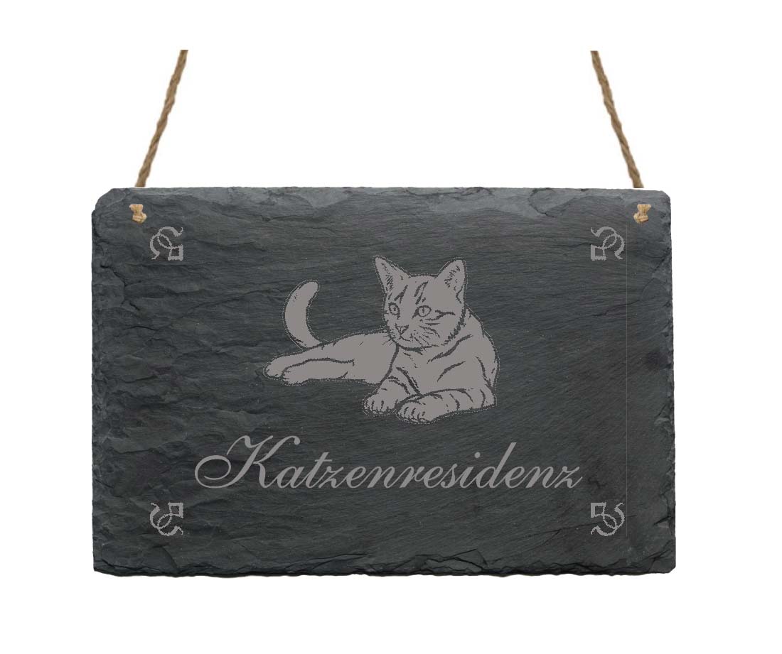Schiefertafel « Katzenresidenz » Katze 1