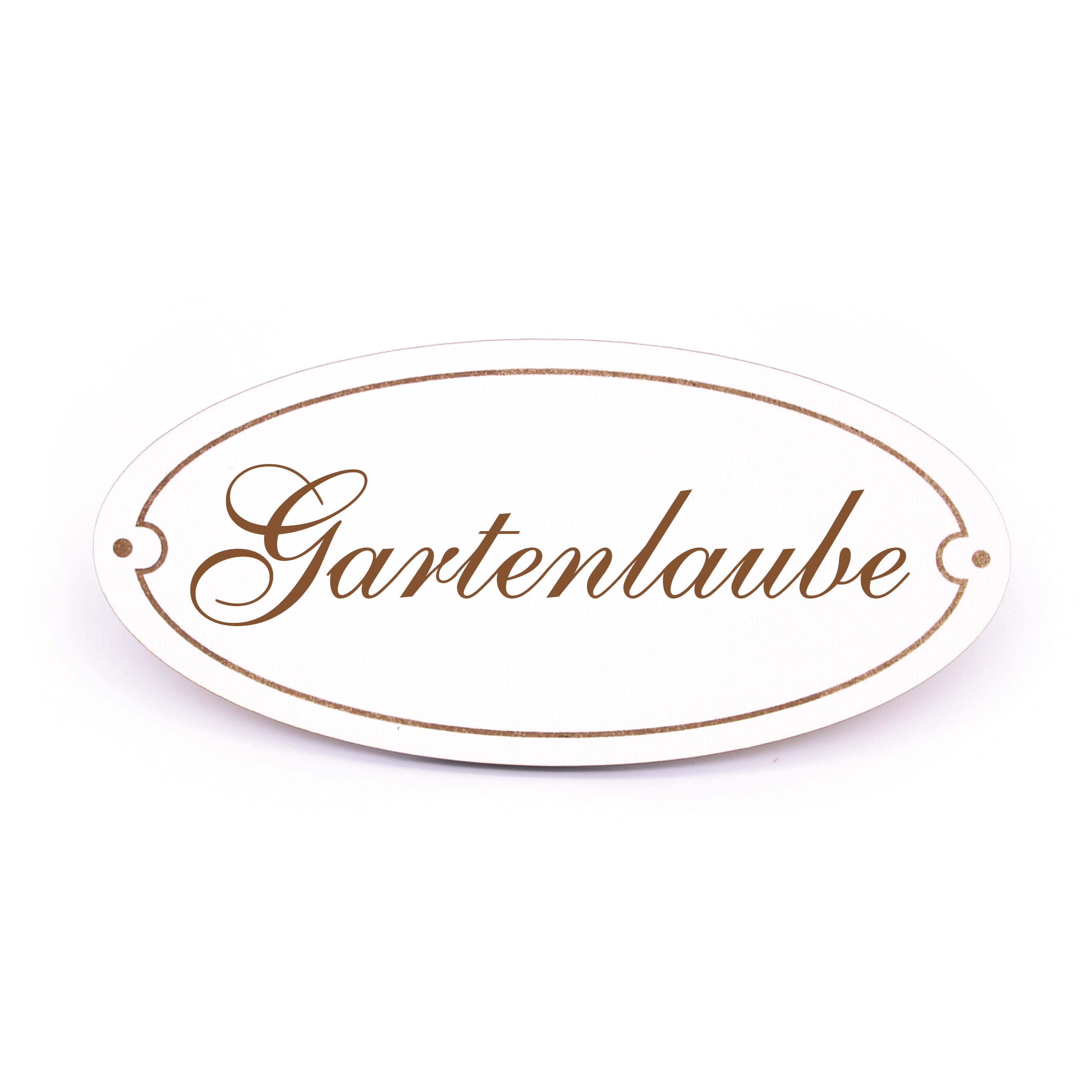 Ovales Türschild Gartenlaube - selbstklebend - 15 x 7 cm