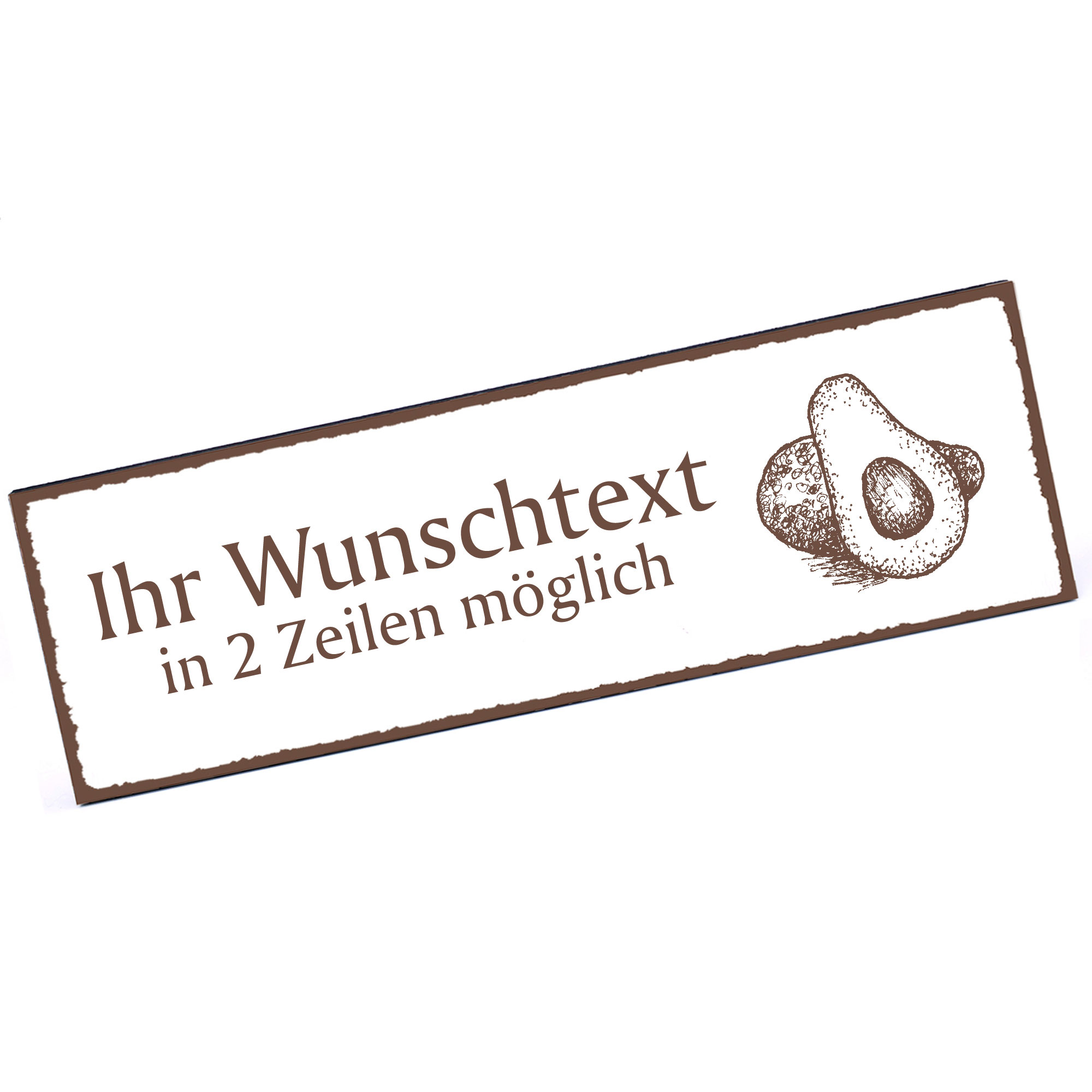 Türschild Avokado  Namensschild personalisiert mit Gravur - 150mm x 50mm - selbstklebend