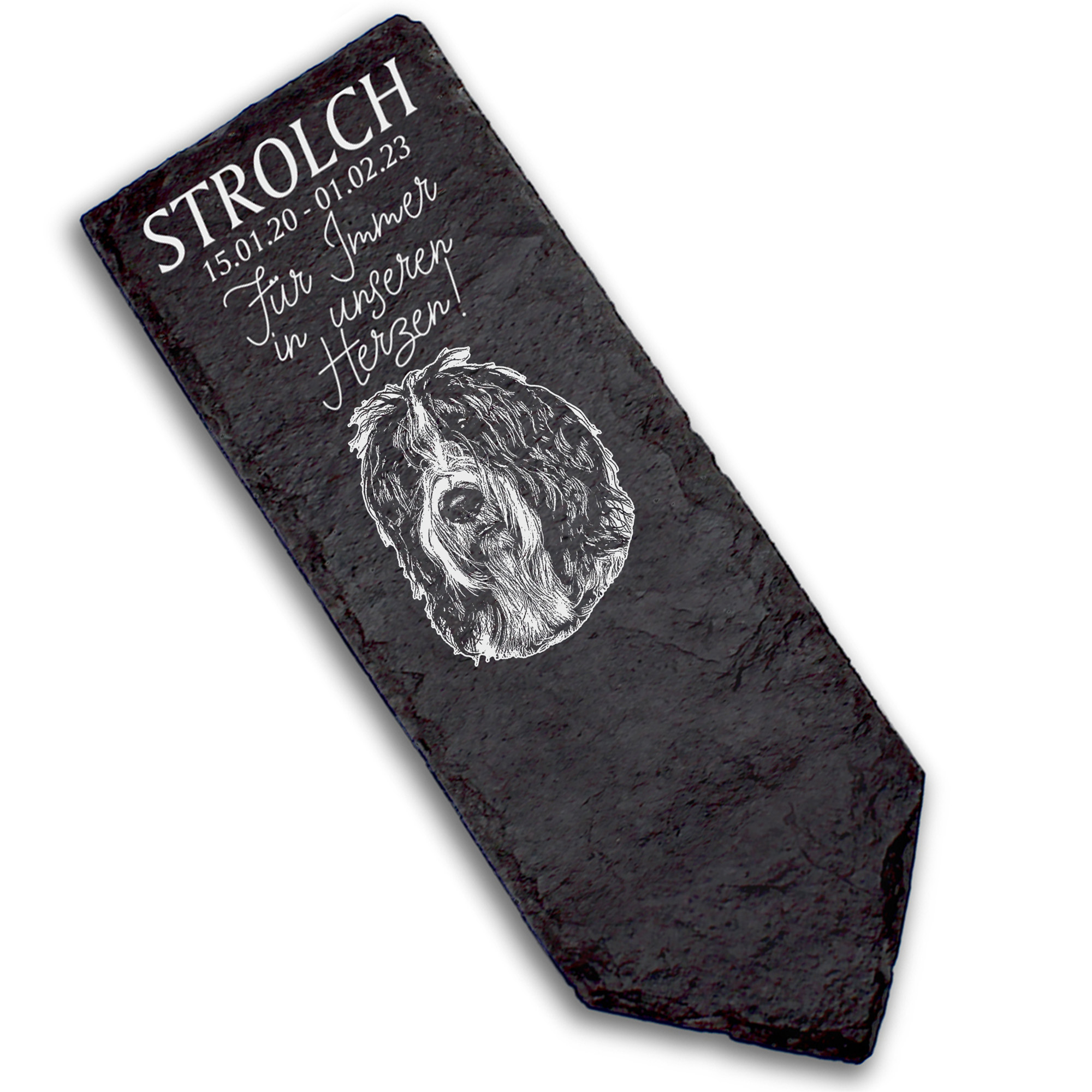 Grabstecker Grabschmuck Grabstein - Schapendoes  - Personalisiert Grab Deko 8 x 22 cm Grabdekoration
