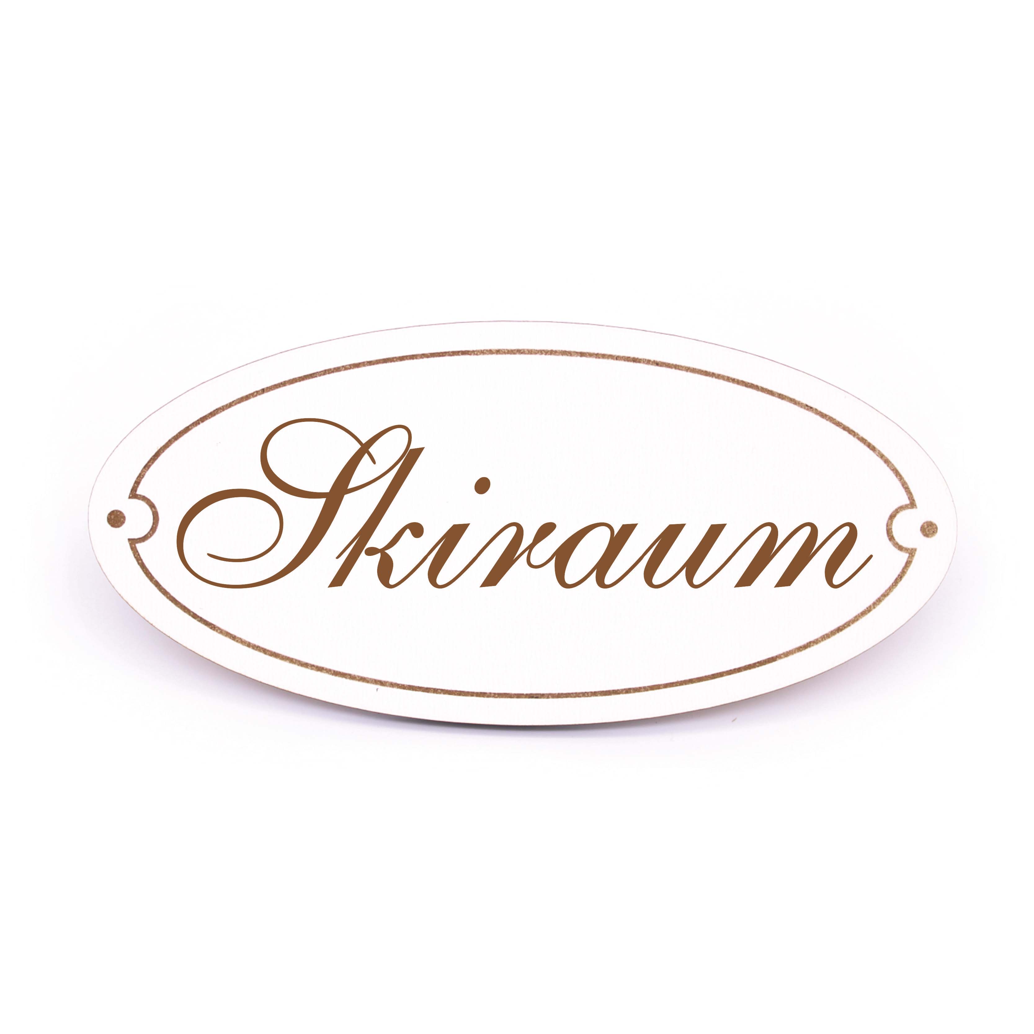 Ovales Türschild Skiraum - selbstklebend - 15 x 7 cm