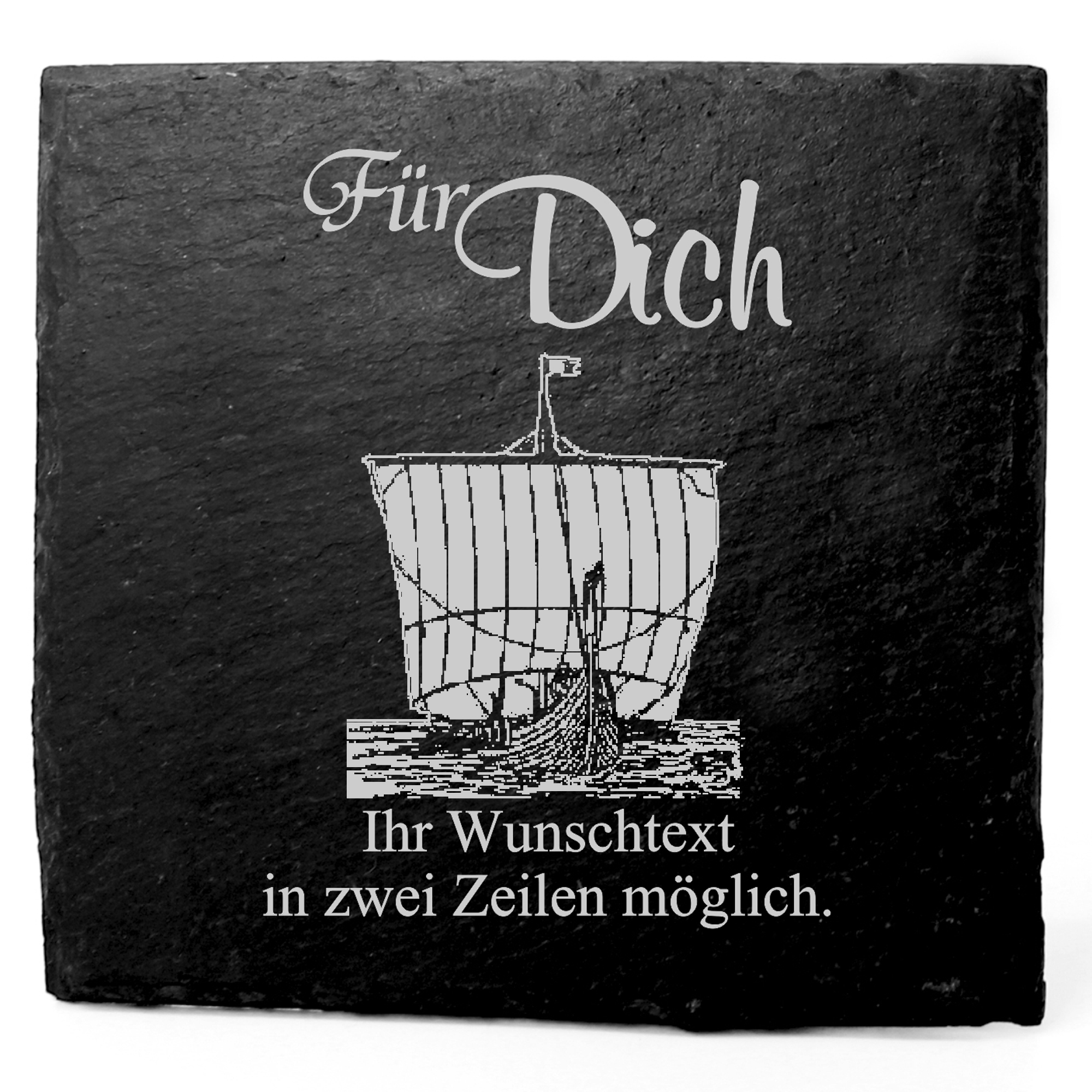 Deko Schiefer Untersetzer personalisiert altes Segelschiff - Für Dich - 11x11cm