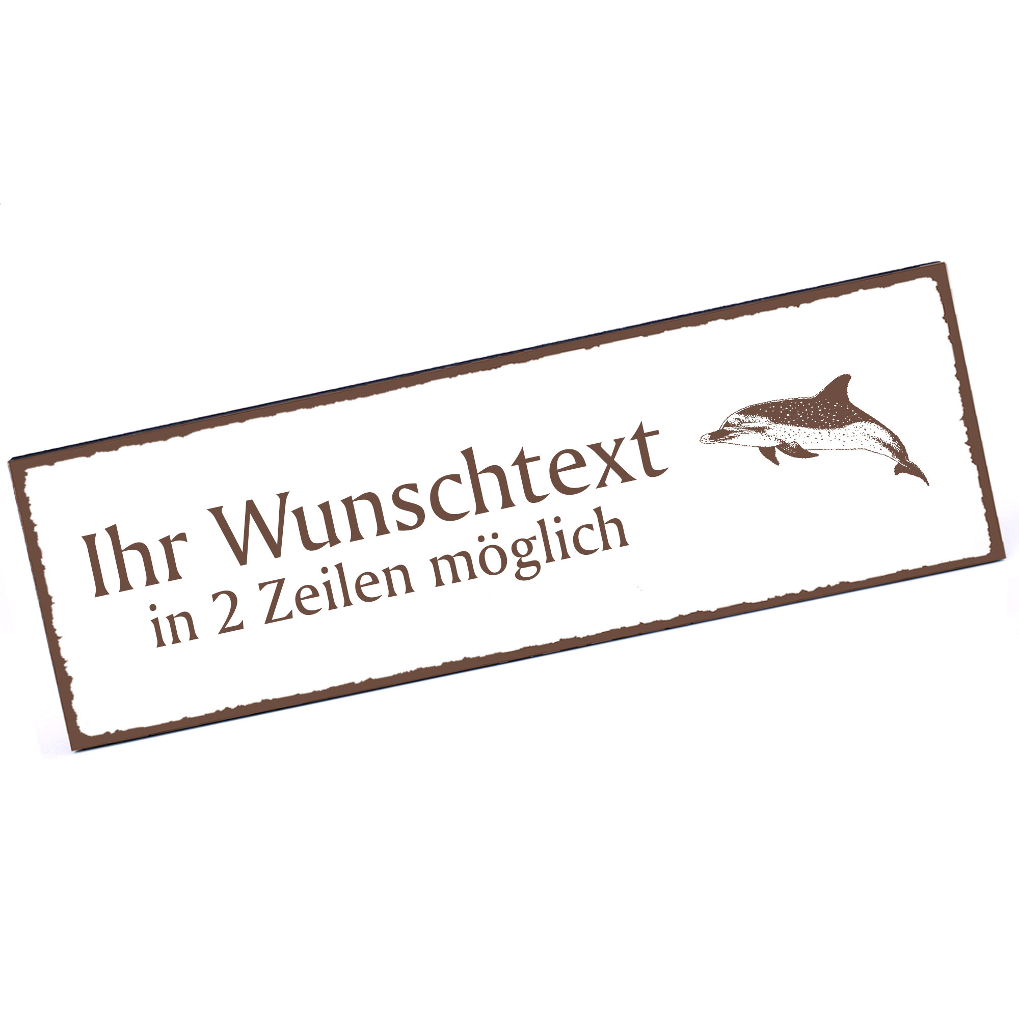 Türschild dunkler Delfin  Namensschild personalisiert mit Gravur - 150mm x 50mm - selbstklebend