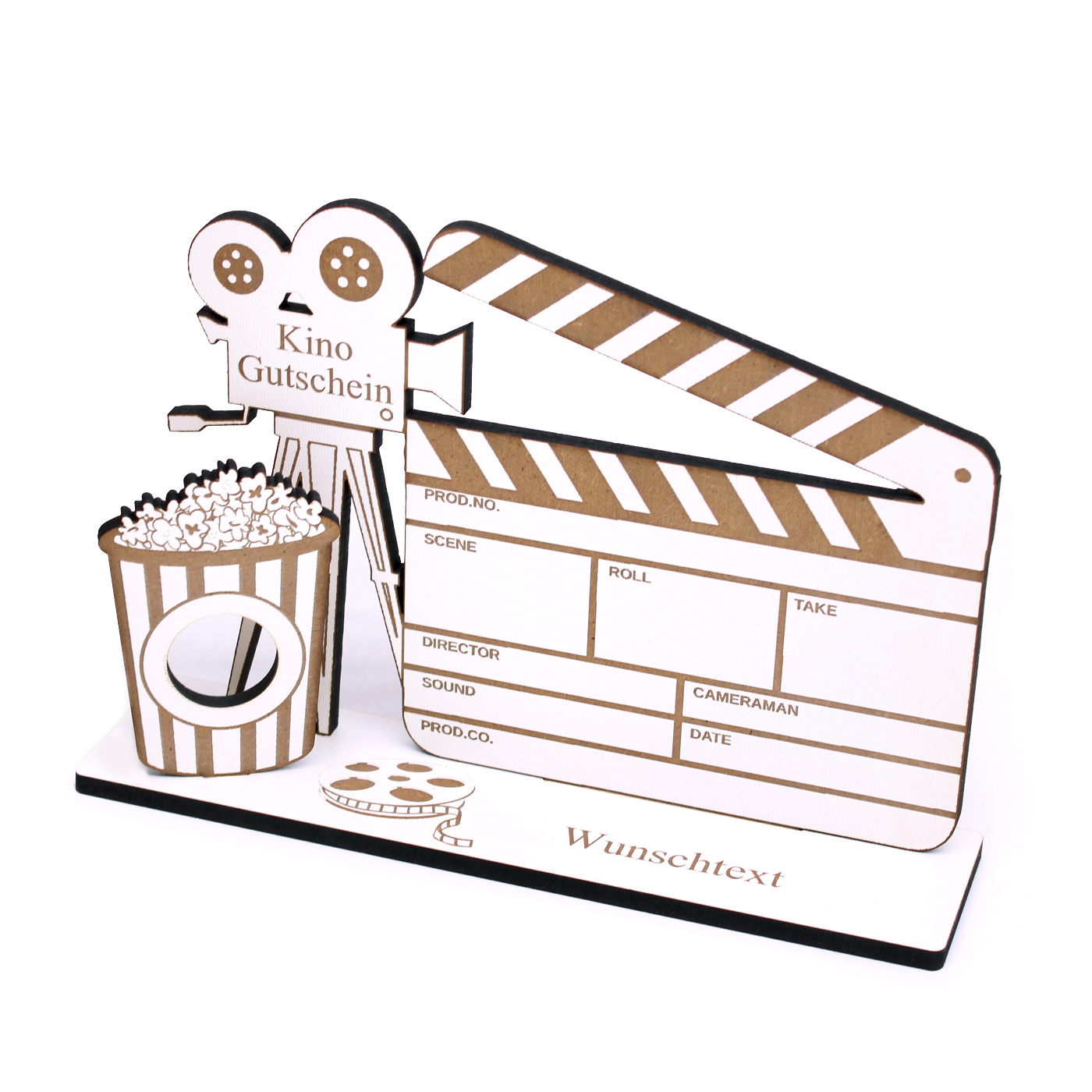 Geldgeschenk Kino Gutschein - Filmklappe mit Wunschtext - Geschenk Kinobesuch - 20 x 16 cm