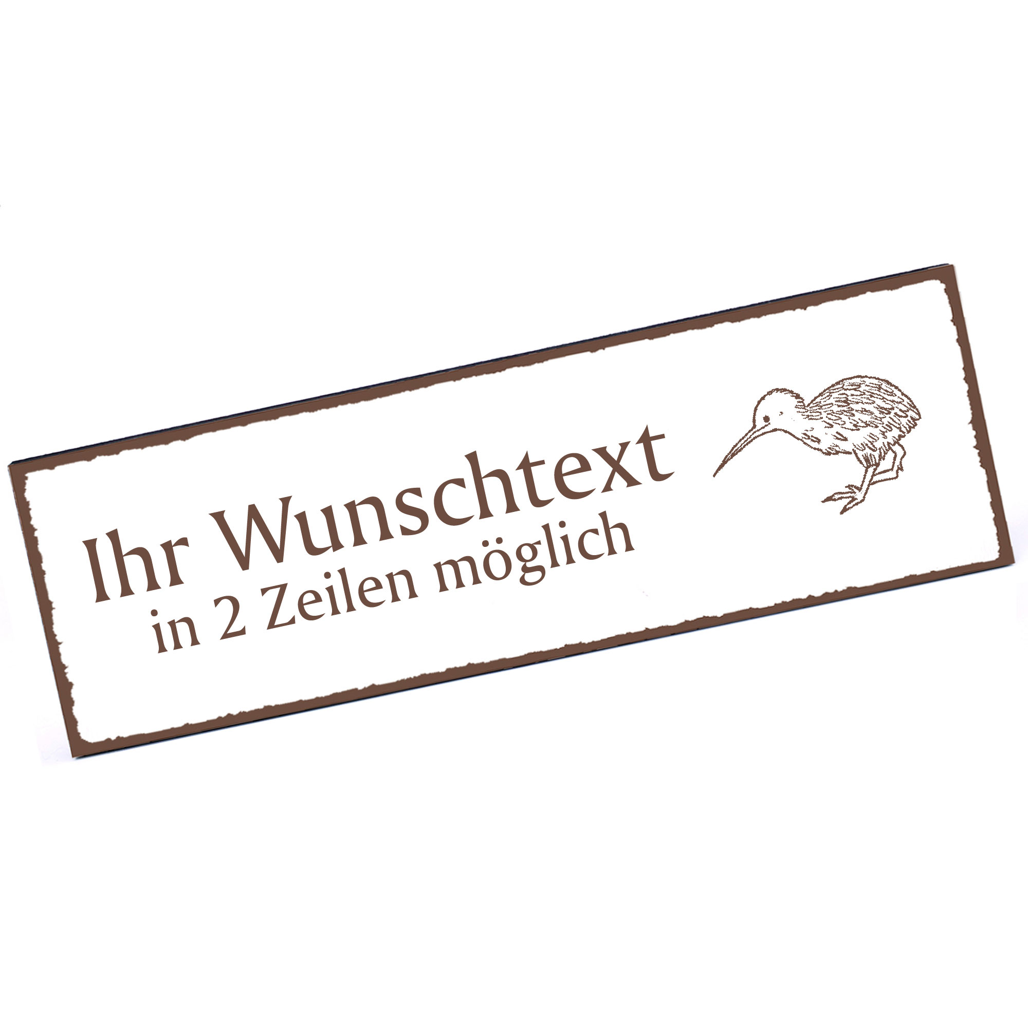 Türschild Kiwi  Namensschild personalisiert mit Gravur - 150mm x 50mm - selbstklebend