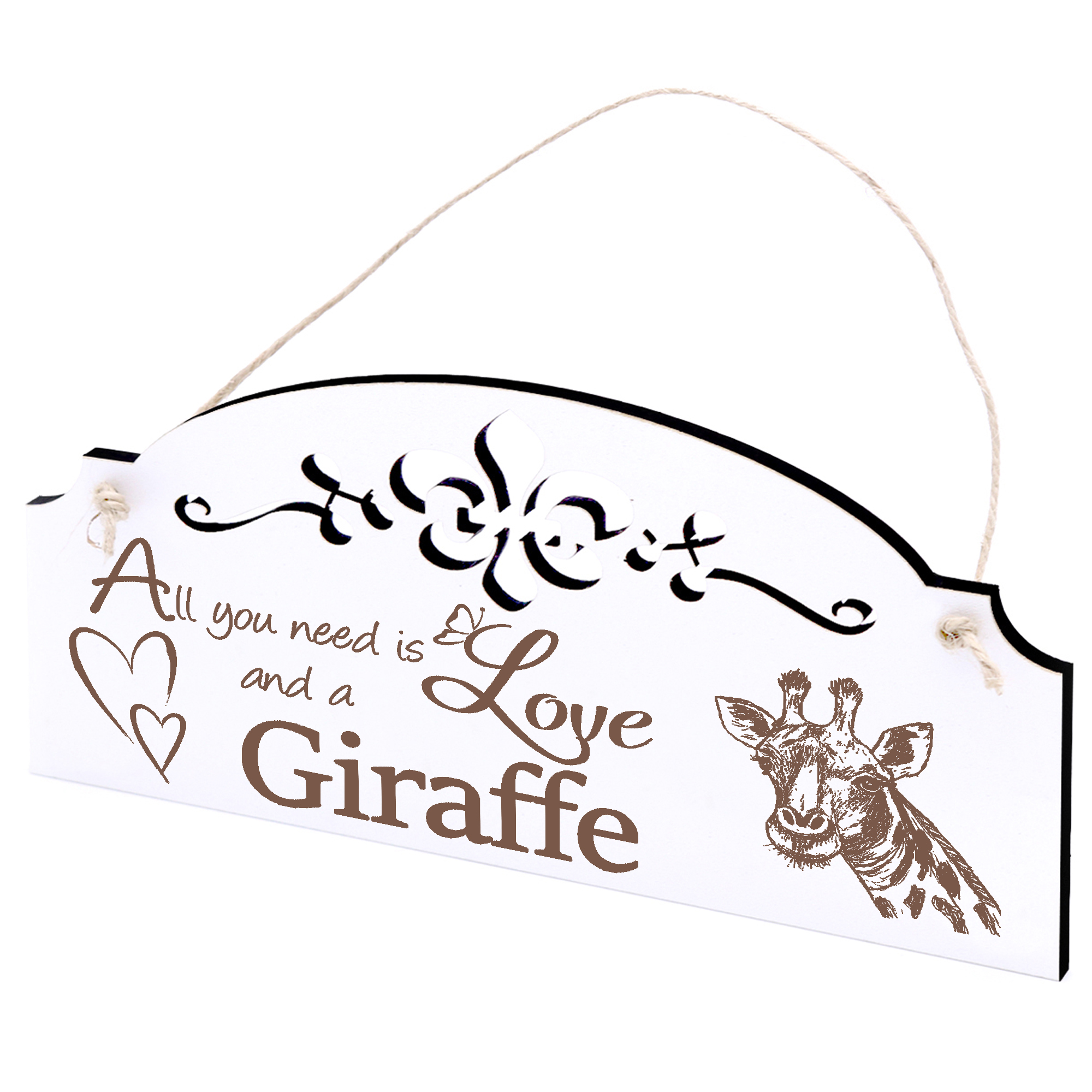 Schild Giraffe Kopf Deko 20x10cm - All you need is Love and a Giraffe - Holz