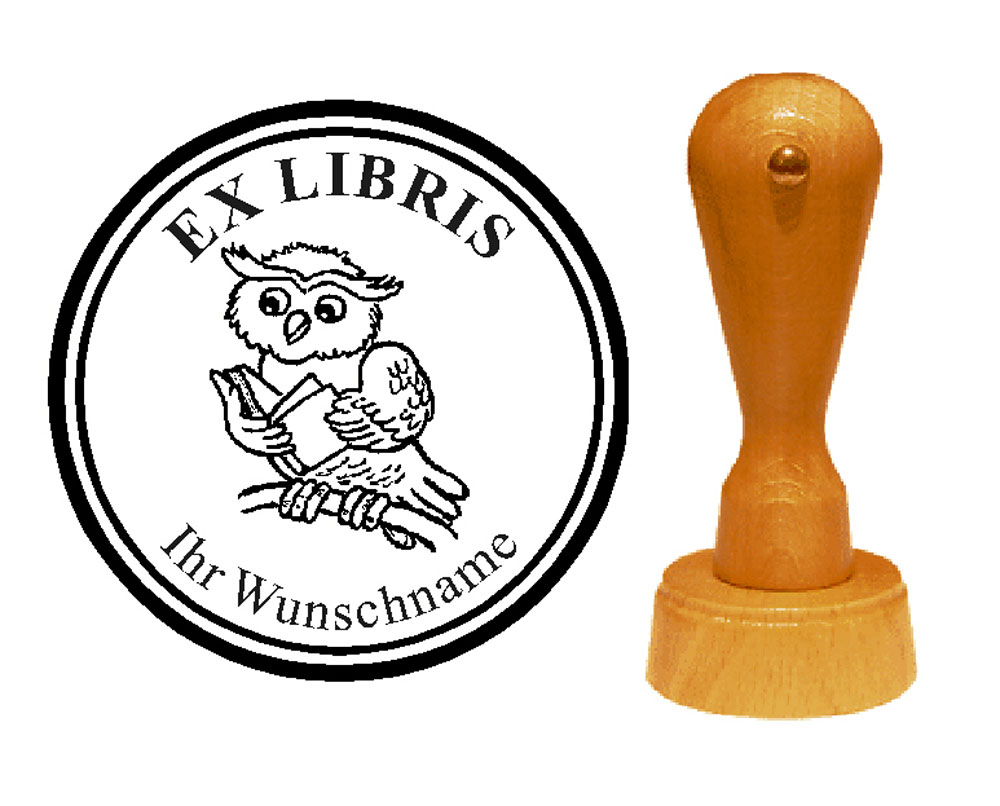 Ex Libris « Lese-Eule » mit persönlichem Namen