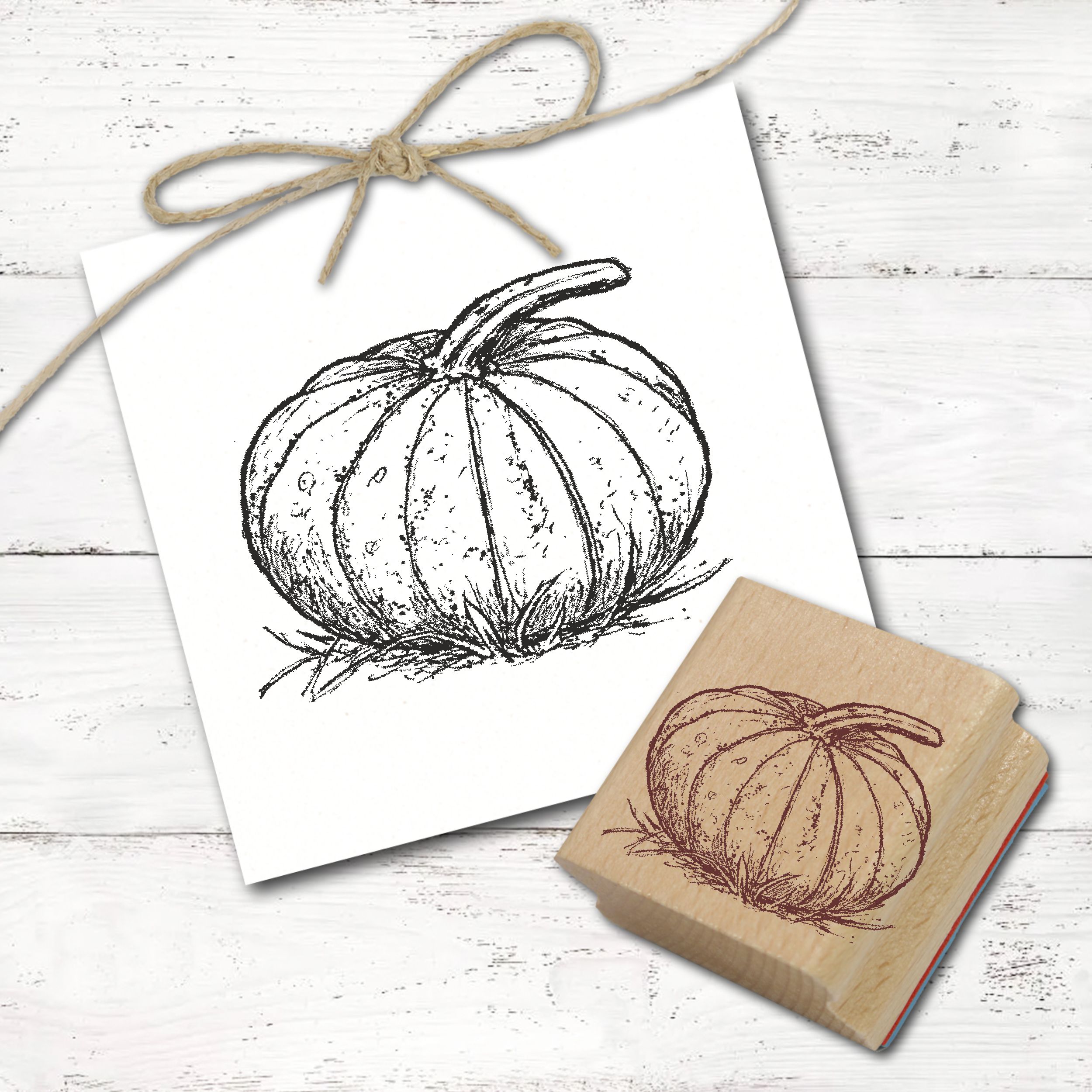 Motivstempel Großer Kürbis - Herbst Stempel Holzstempel 48 x 38 mm 