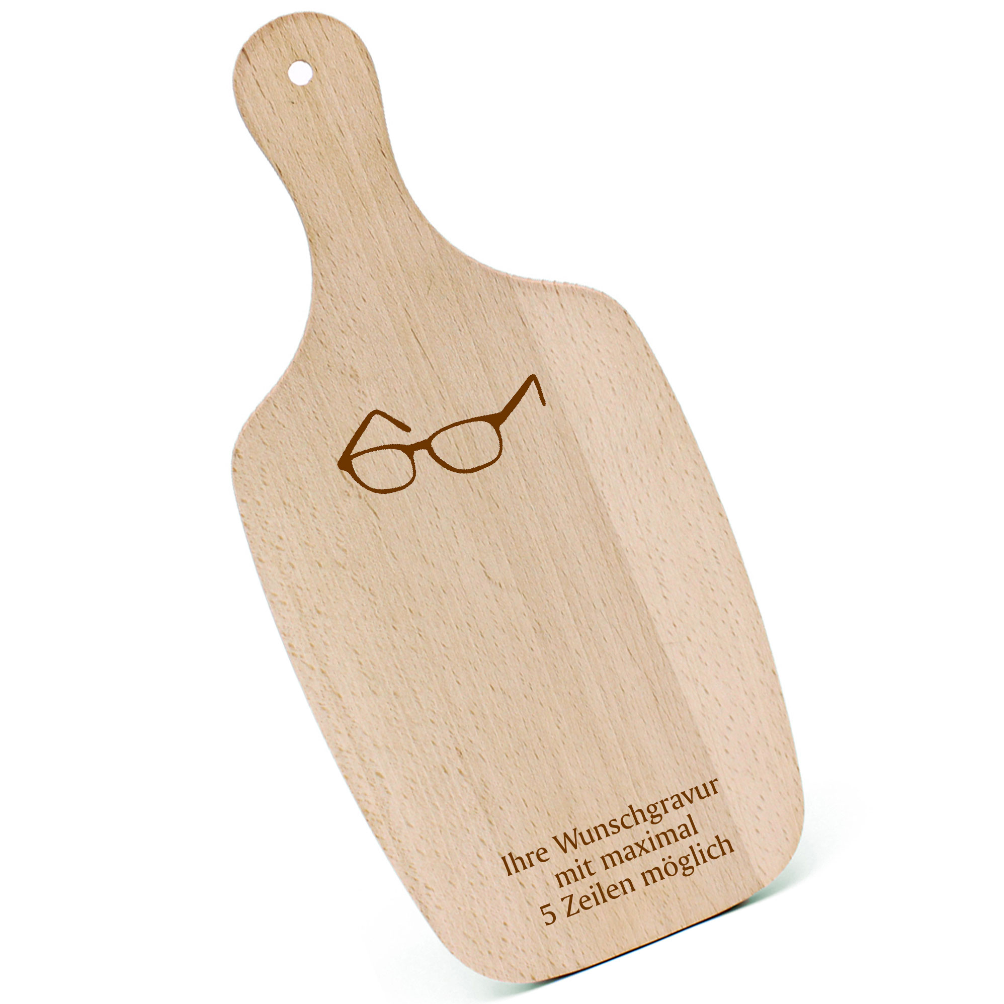 Schneidebrett Frühstücksbrettchen - Brille - mit Griff 330x150mm