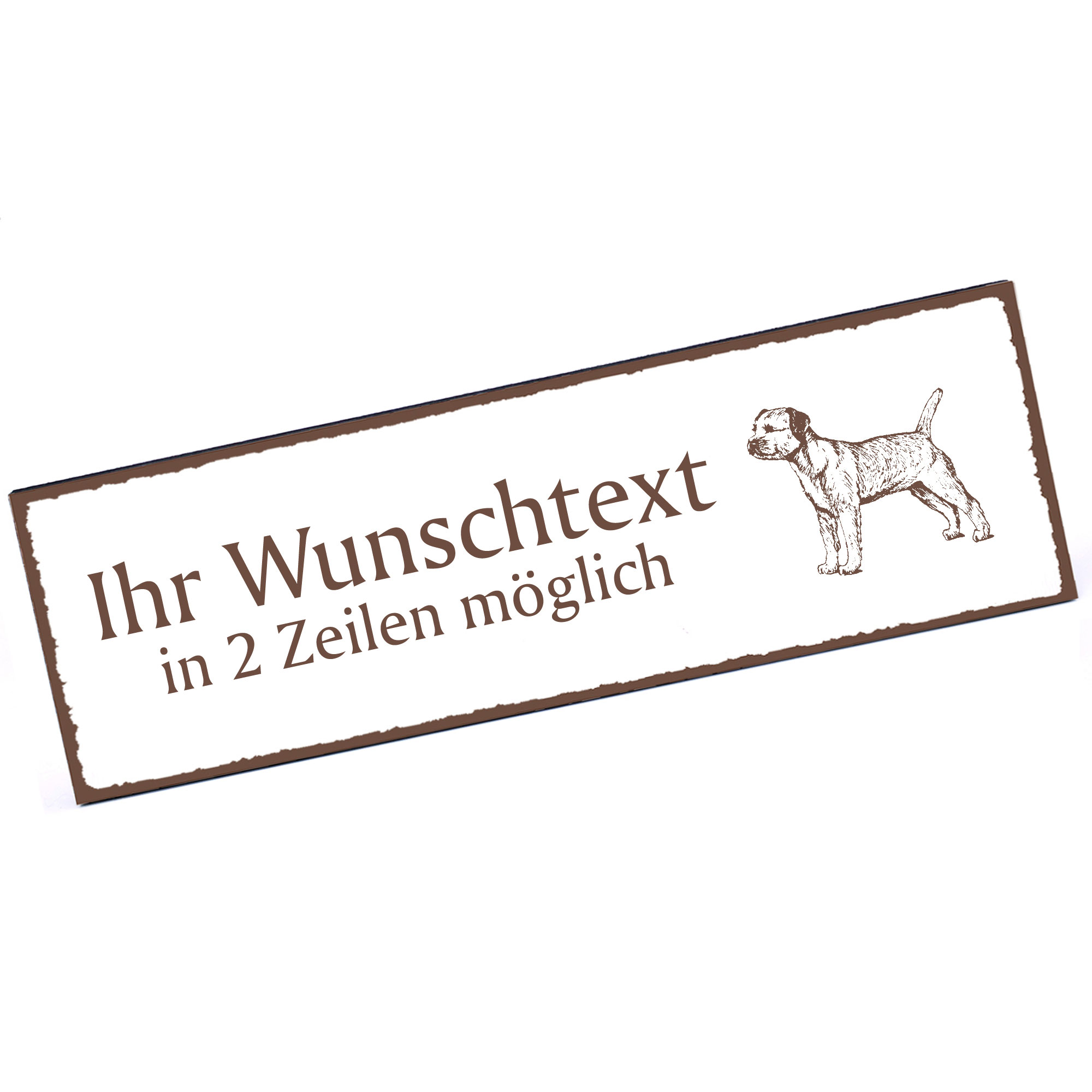 Türschild Border Terrier  Namensschild personalisiert mit Gravur - 150mm x 50mm - selbstklebend