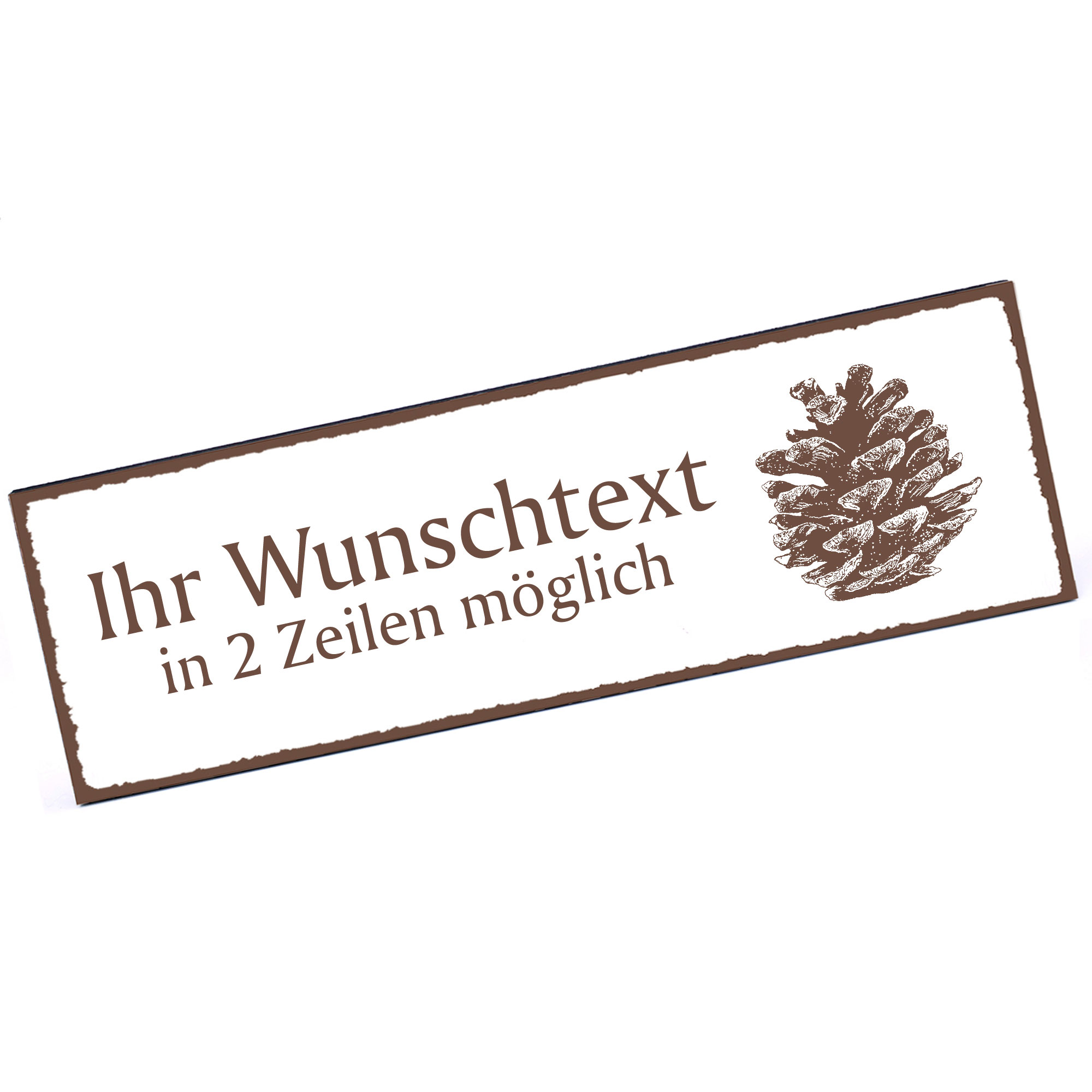Türschild Zapfen  Namensschild personalisiert mit Gravur - 150mm x 50mm - selbstklebend