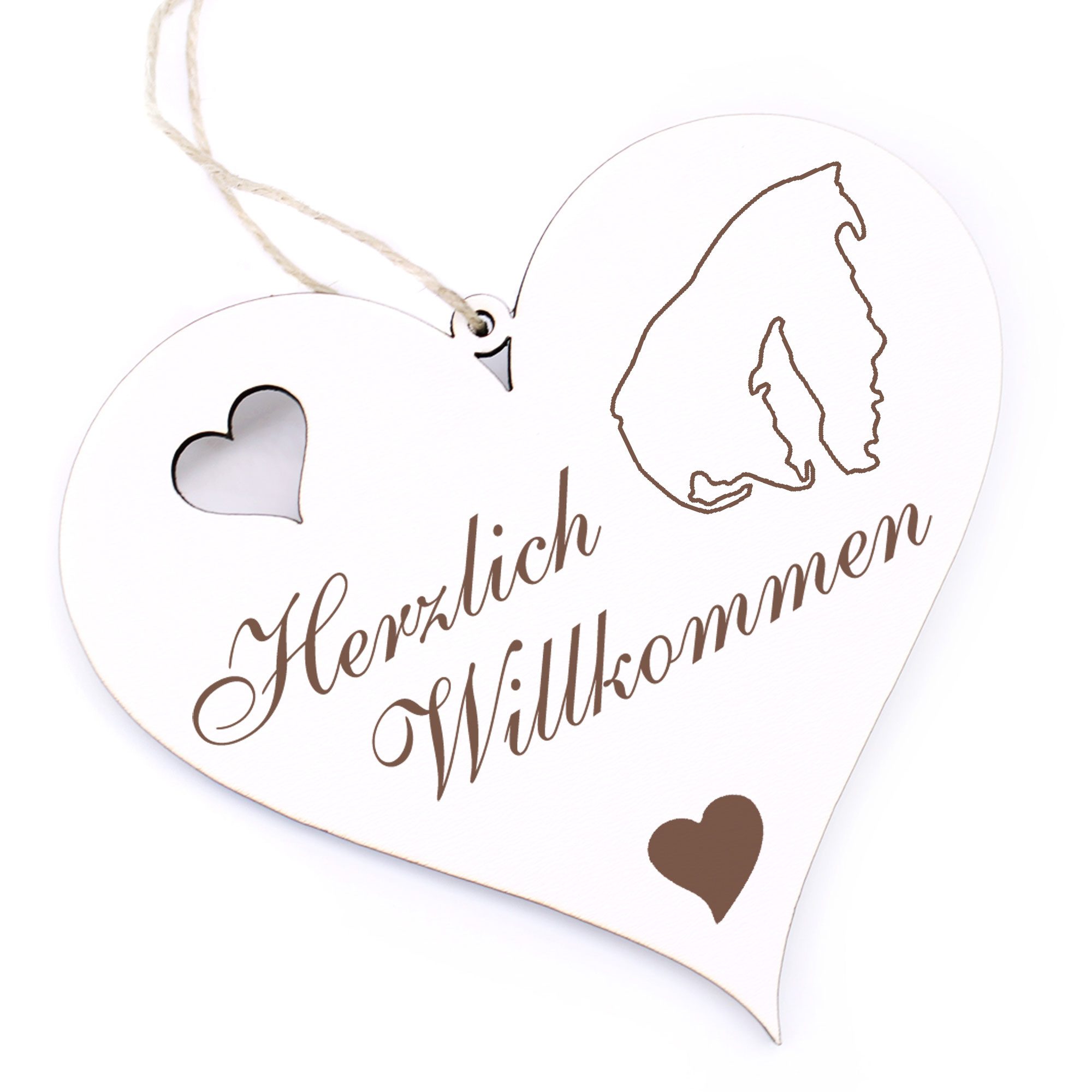 Herzlich Willkommen Schild - Insel Poel - Deko Herz Holz