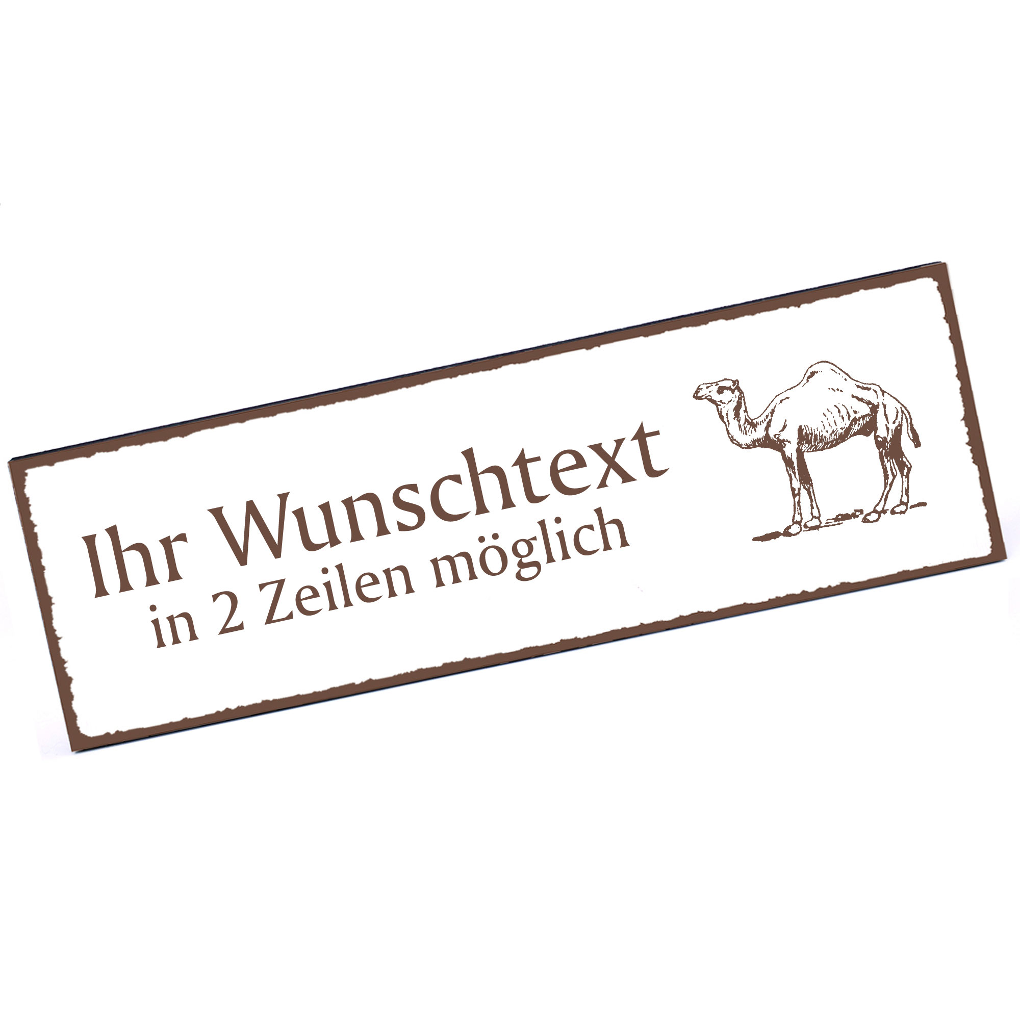Türschild Dromedar  Namensschild personalisiert mit Gravur - 150mm x 50mm - selbstklebend