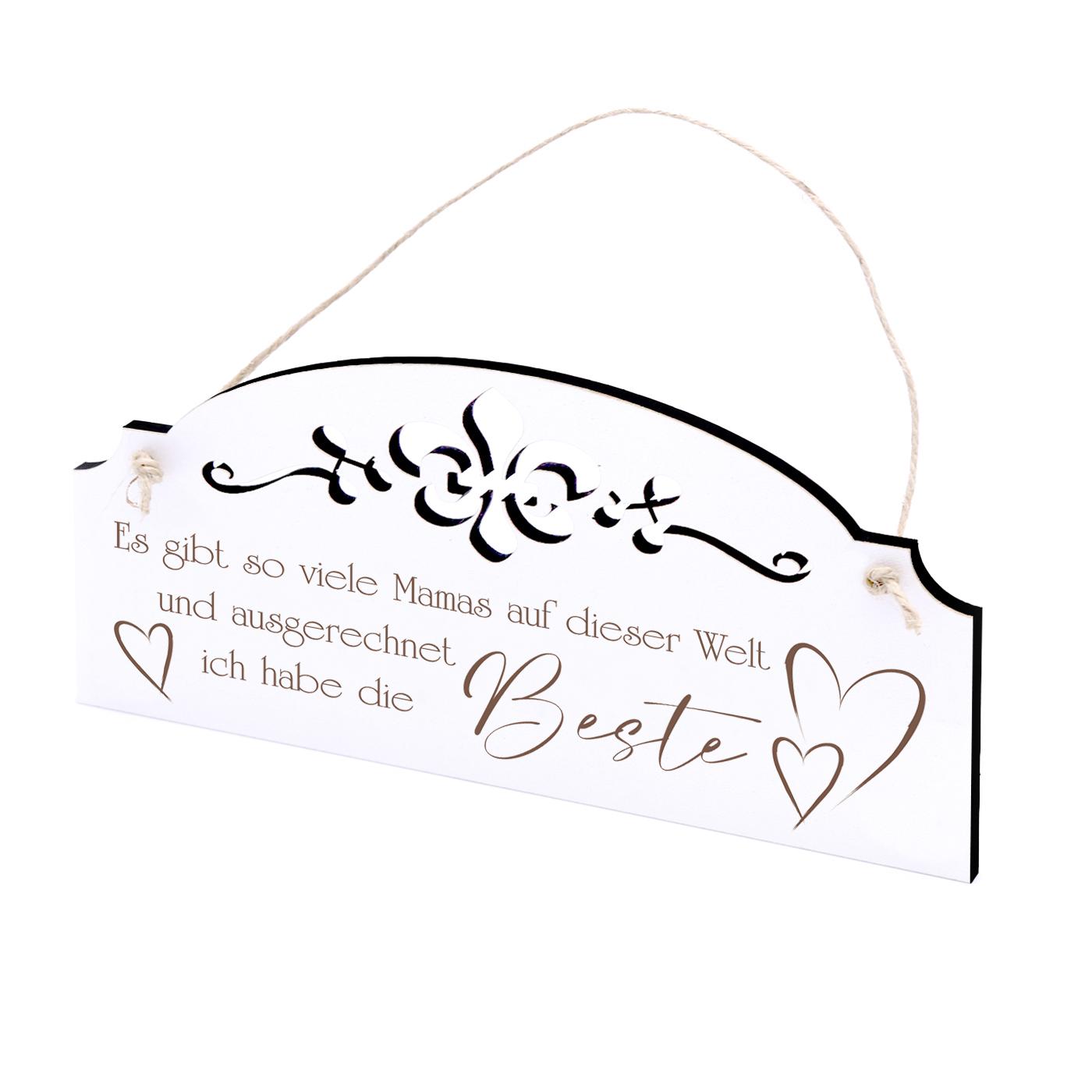 Schild Spruch Beste Mama der Welt - Vintage Türschild mit Ornamenten 20x10cm