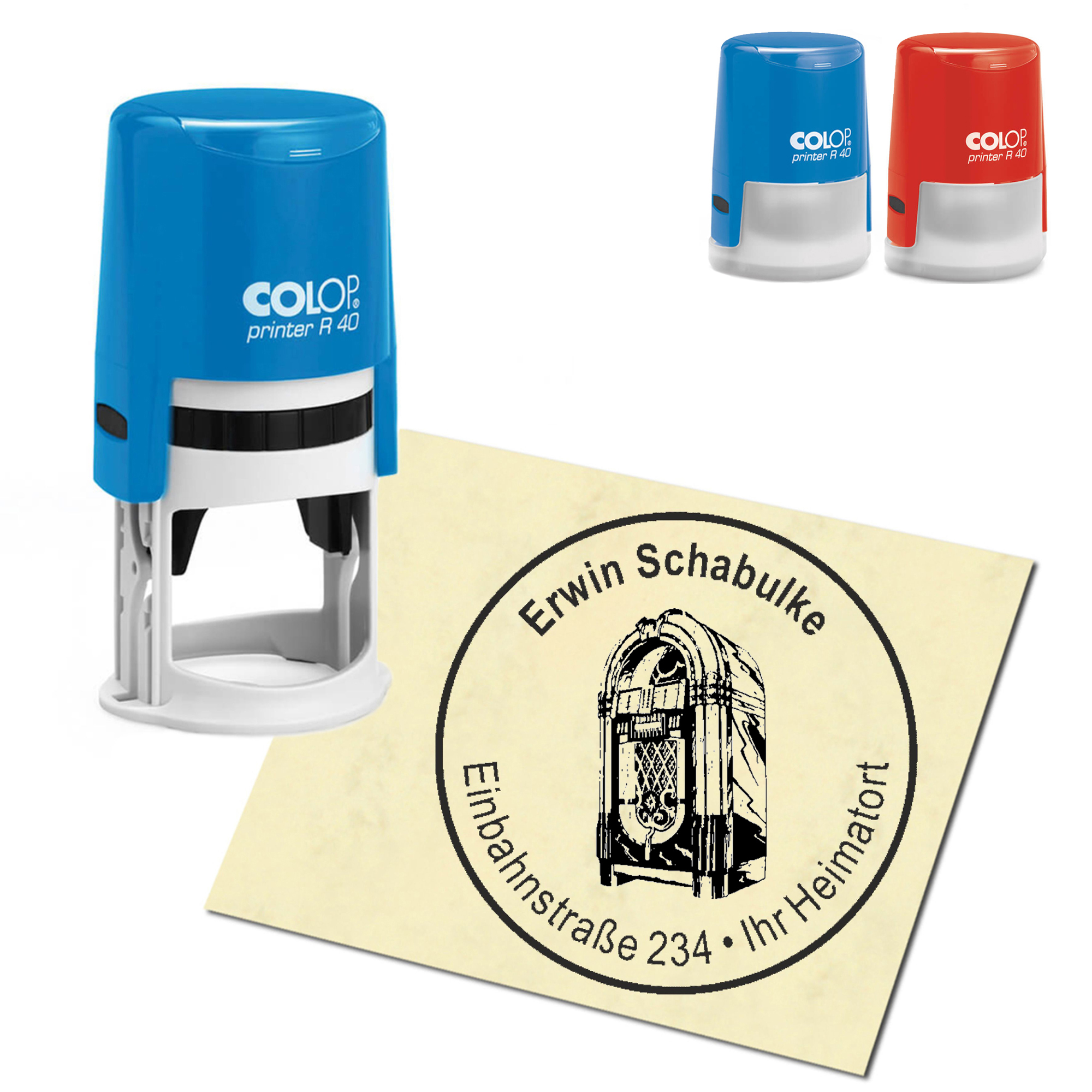 Stempel Adressstempel personalisiert - Jukebox - rund &empty; 40mm