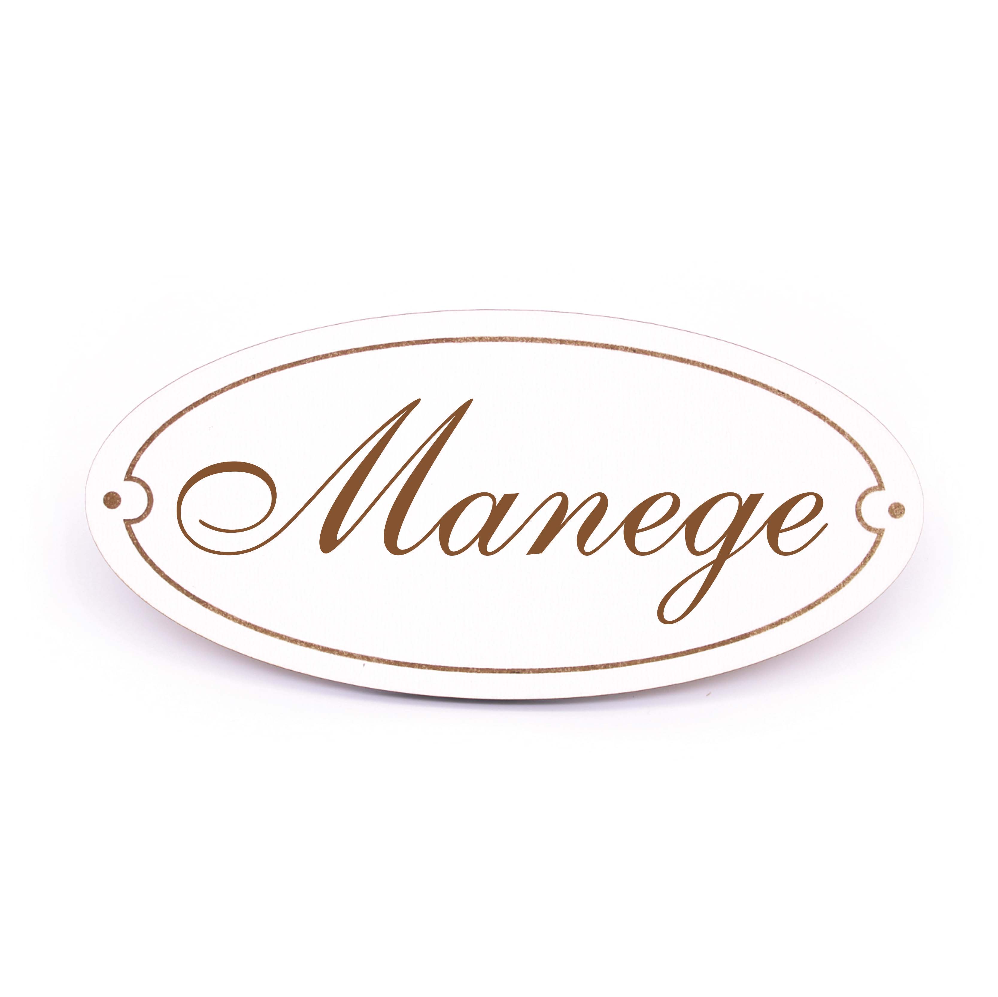 Ovales Türschild Manege - selbstklebend - 15 x 7 cm