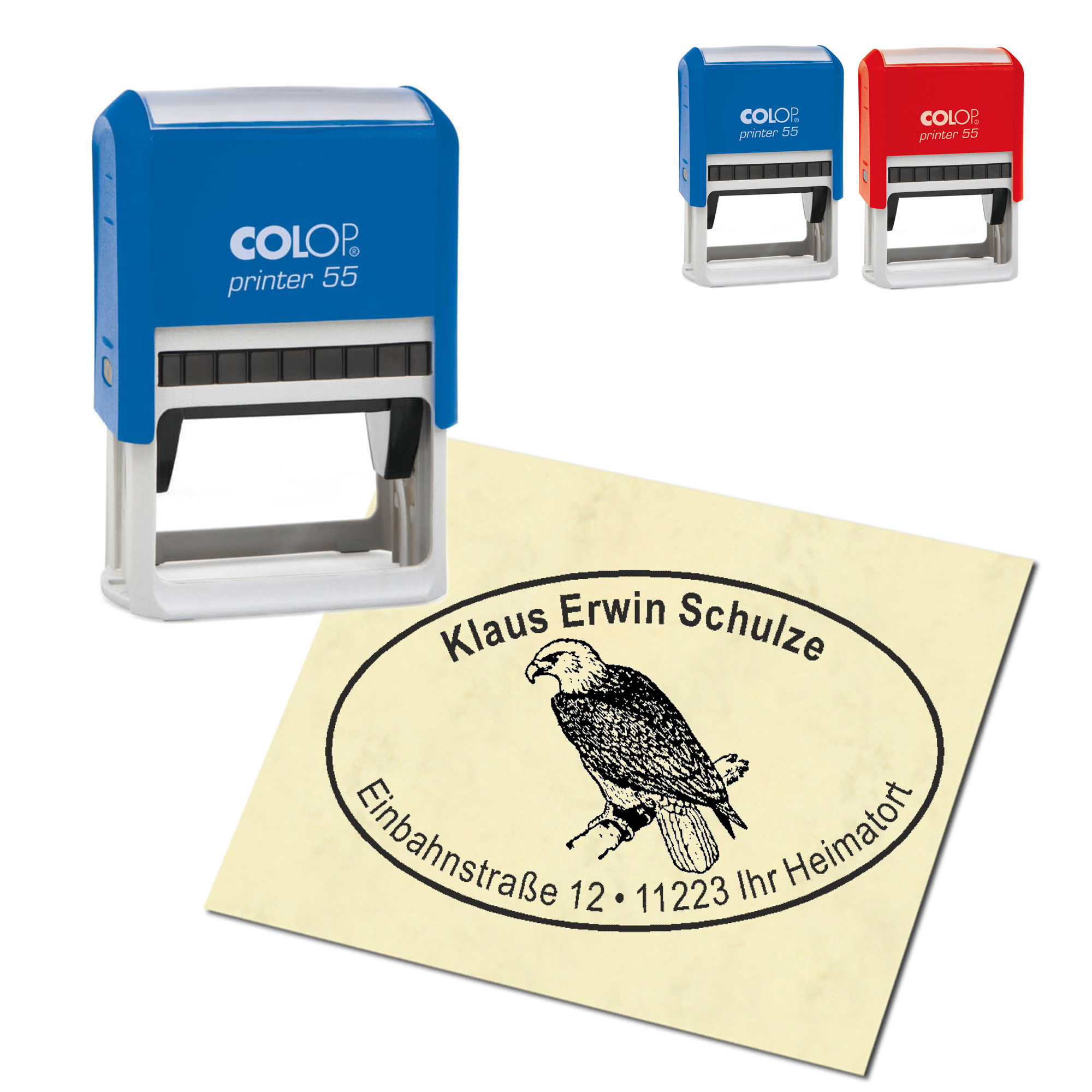 Adressstempel personalisiert Stempel - Adler - oval 59 x 39 mm
