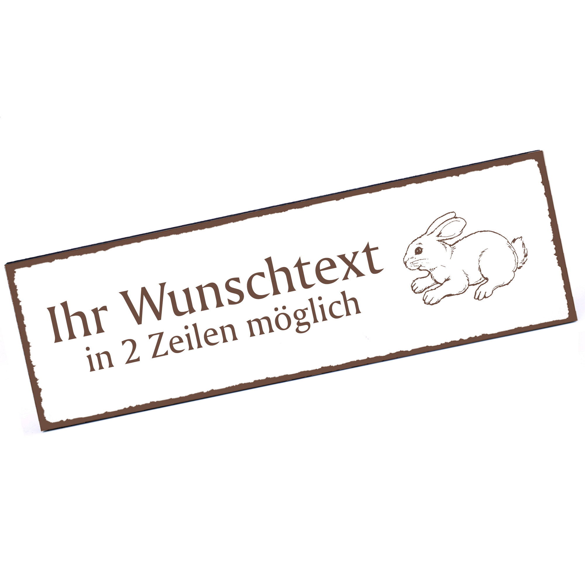 Türschild sitzender Hase  Namensschild personalisiert mit Gravur - 150mm x 50mm - selbstklebend