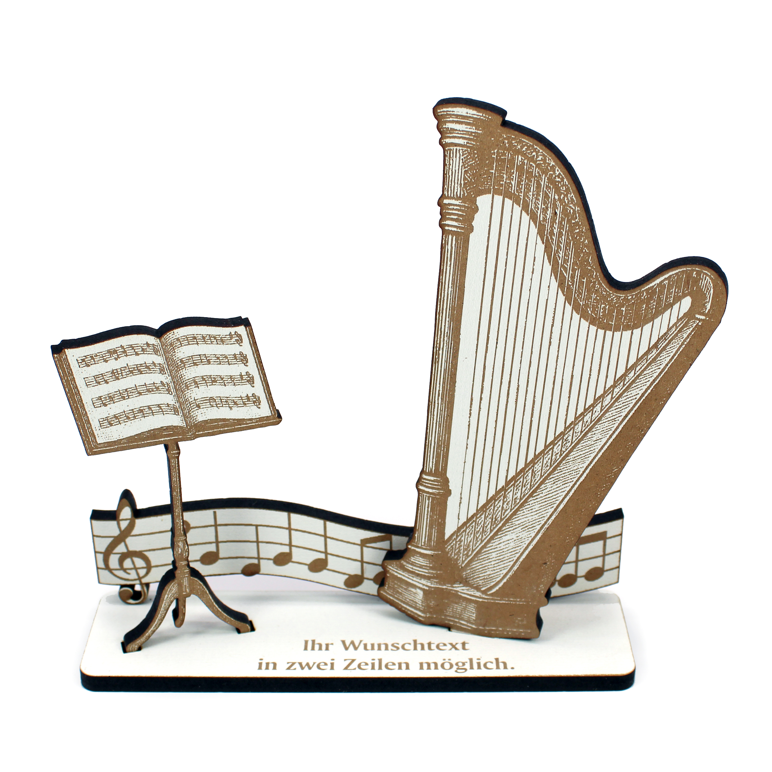 Dekoaufsteller Harfe – Geschenk für Musiker mit Wunschtext - Harfenist & Harfenistin  –  Geldgeschenk