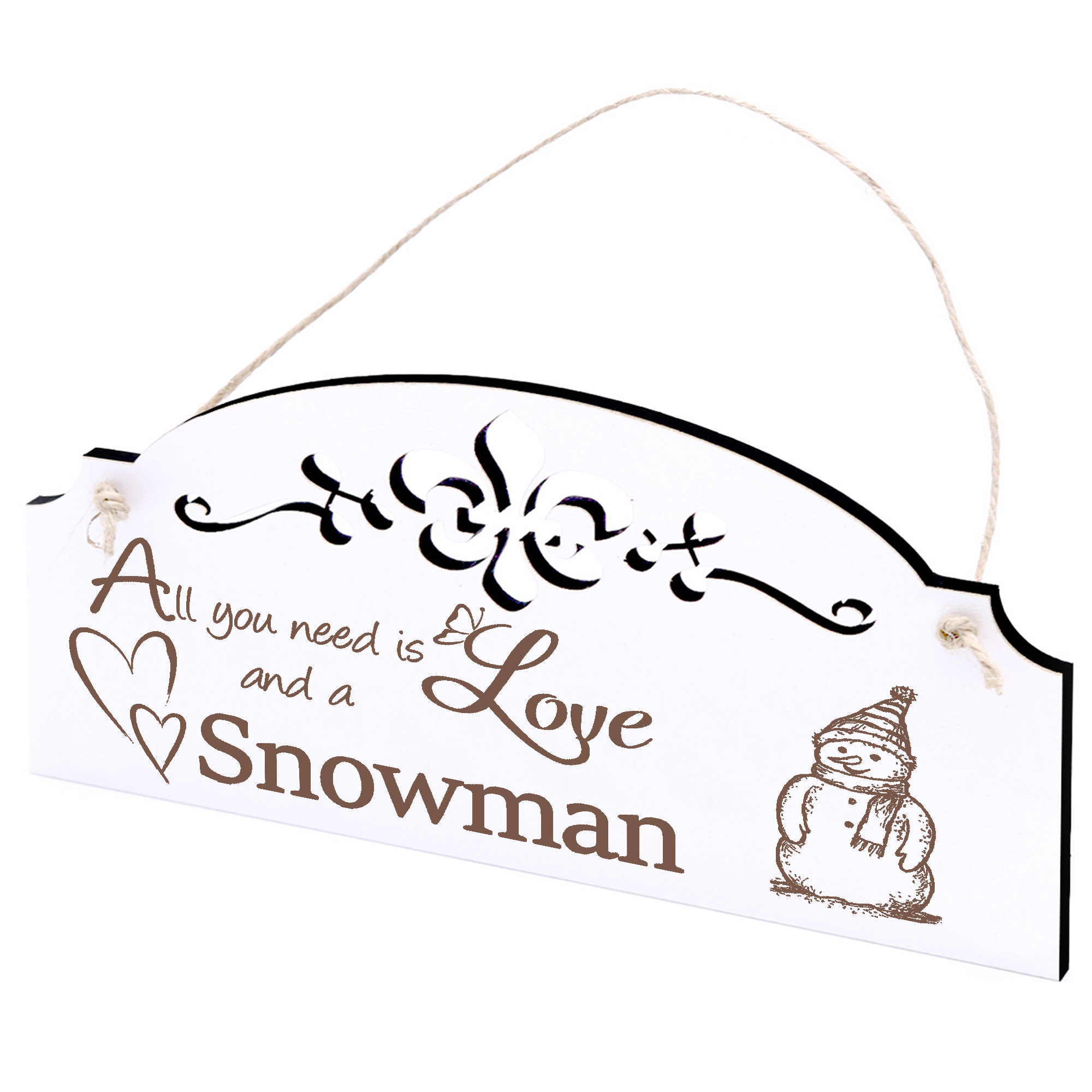 Schild Schneemann Deko 20x10cm - All you need is Love and a Snowman - Holz