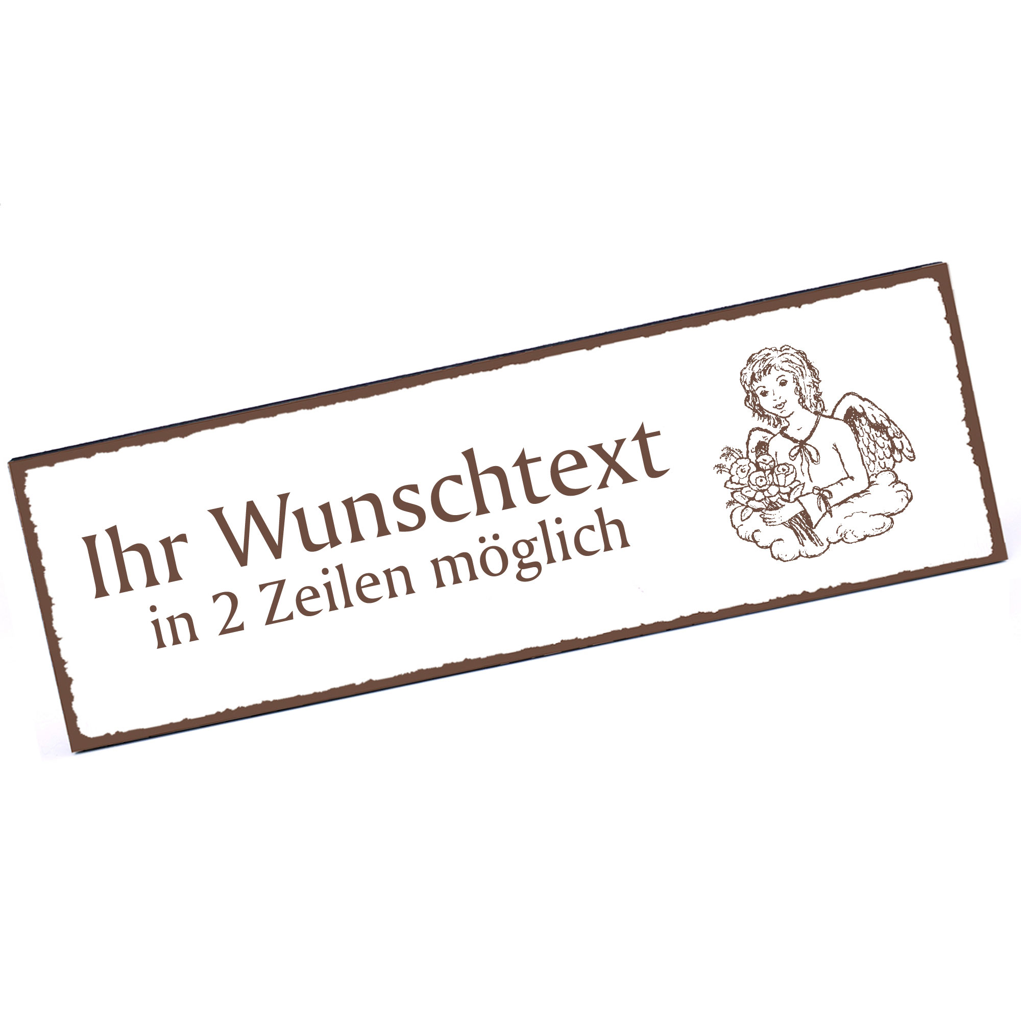 Türschild Engel Schutzengel  Namensschild personalisiert mit Gravur - 150mm x 50mm - selbstklebend