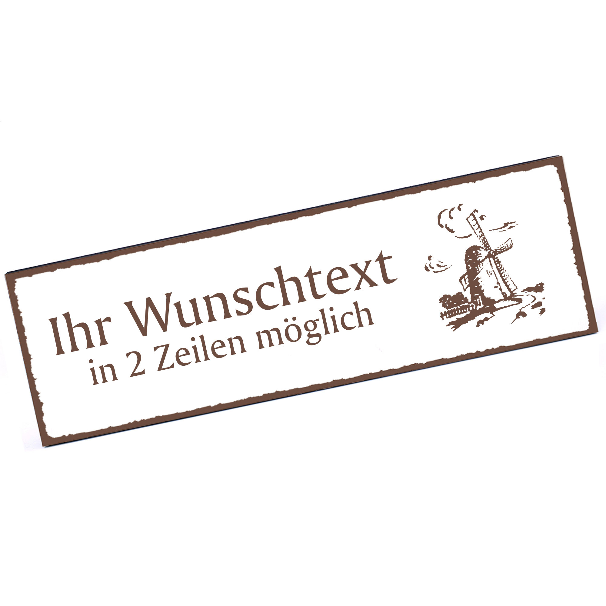 Türschild Windmühle  Namensschild personalisiert mit Gravur - 150mm x 50mm - selbstklebend