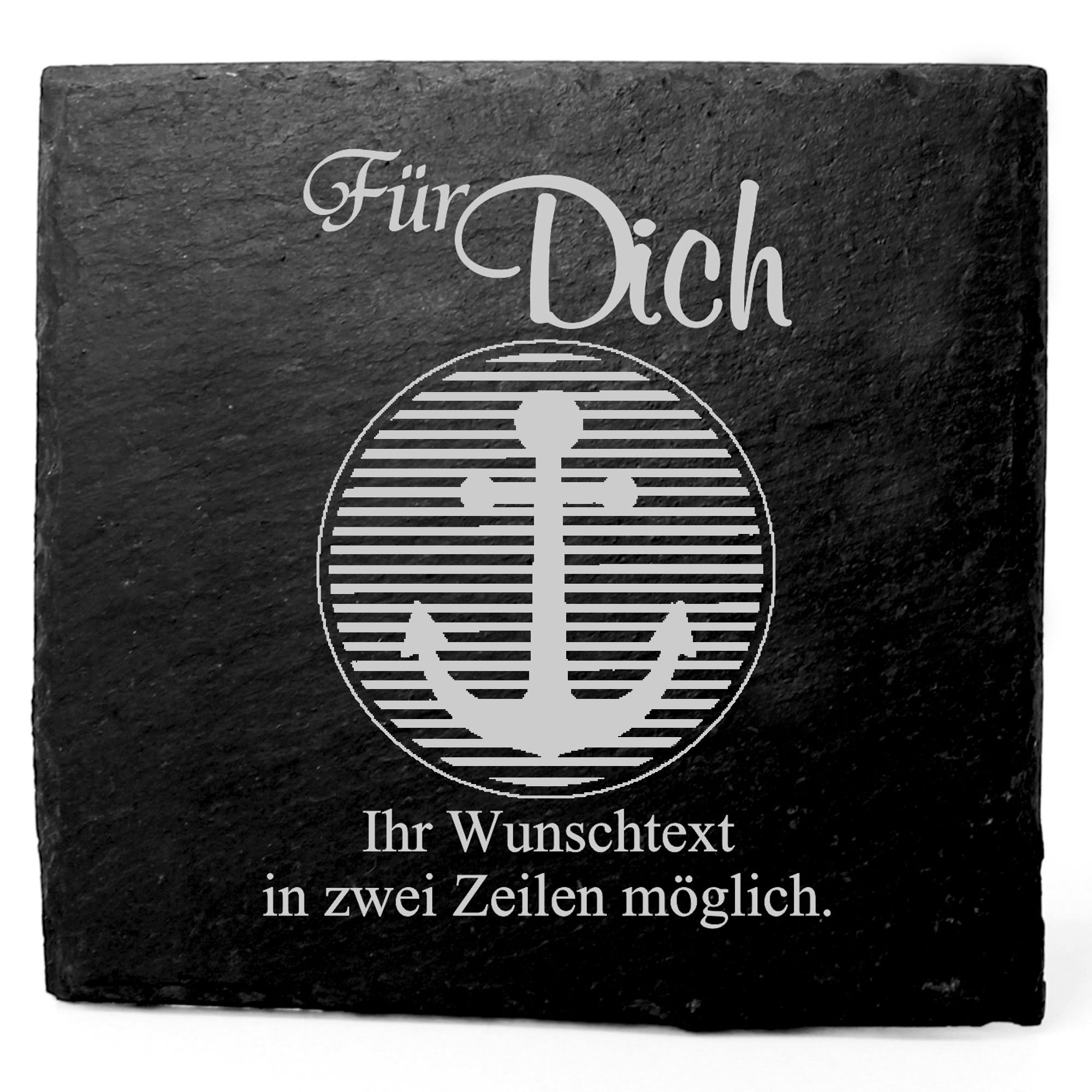 Deko Schiefer Untersetzer personalisiert Anker auf Patch - Für Dich - 11x11cm