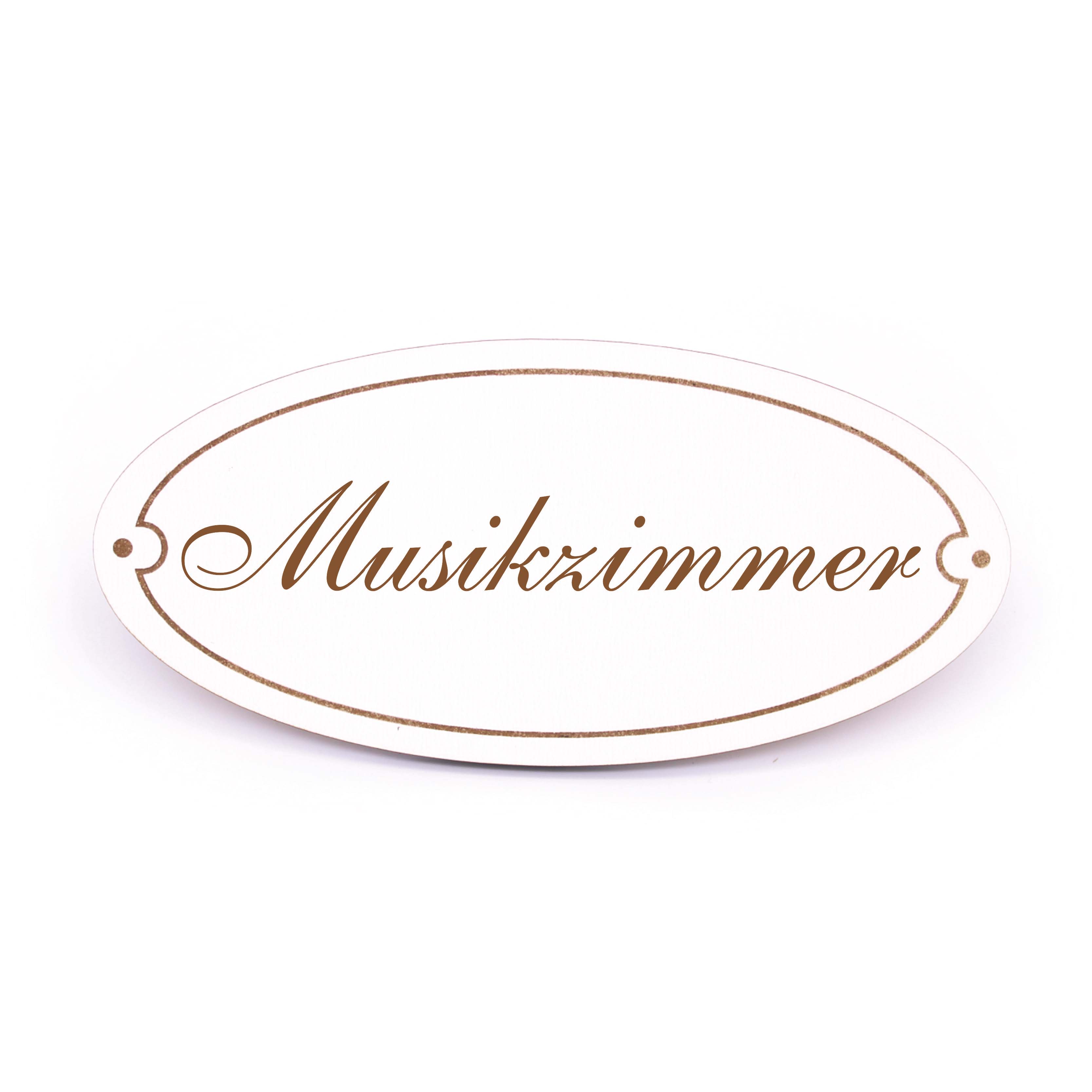 Ovales Türschild Musikzimmer - selbstklebend - 15 x 7 cm