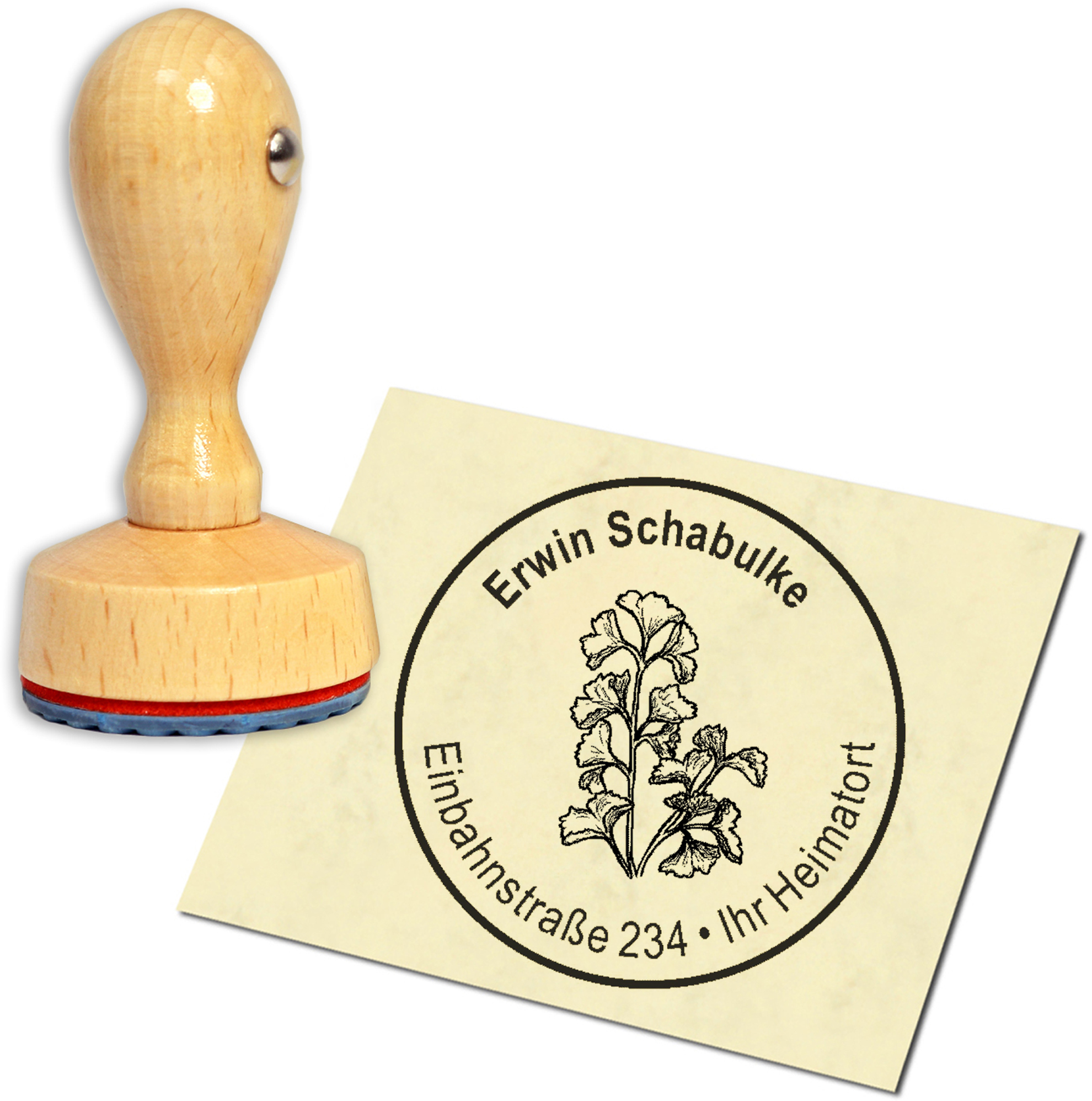 Stempel Adressstempel Holzstempel - Petersilie - rund 40mm
