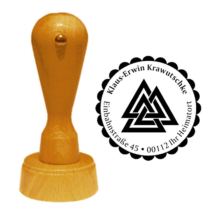Adressenstempel « VALKNUT » mit persönlichem Wunschtext