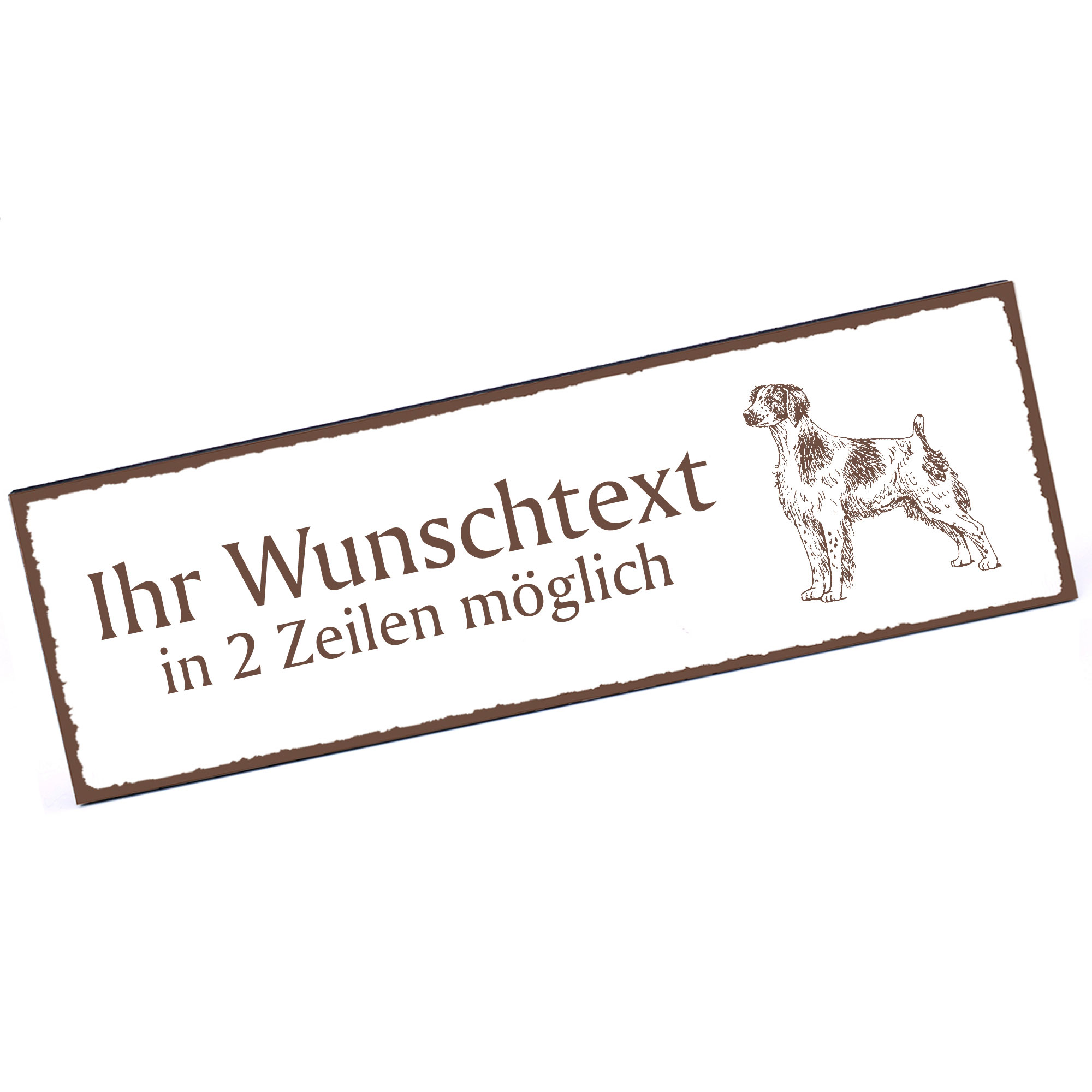 Türschild Epagneul Breton  Namensschild personalisiert mit Gravur - 150mm x 50mm - selbstklebend