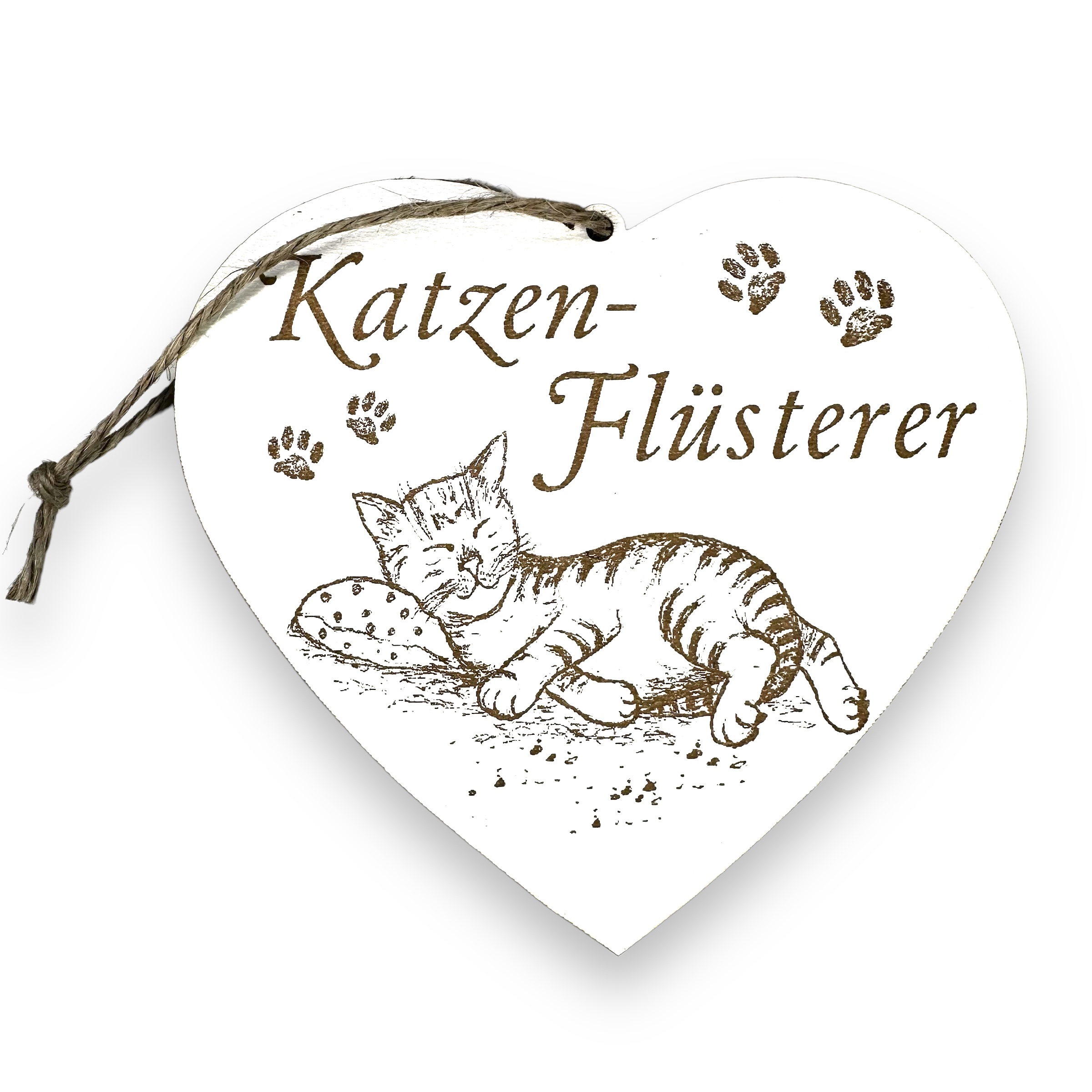 Katzenflüsterer Schild - Herzschild mit Gravur - Deko Dekoschild Türschild 13 x 12 cm