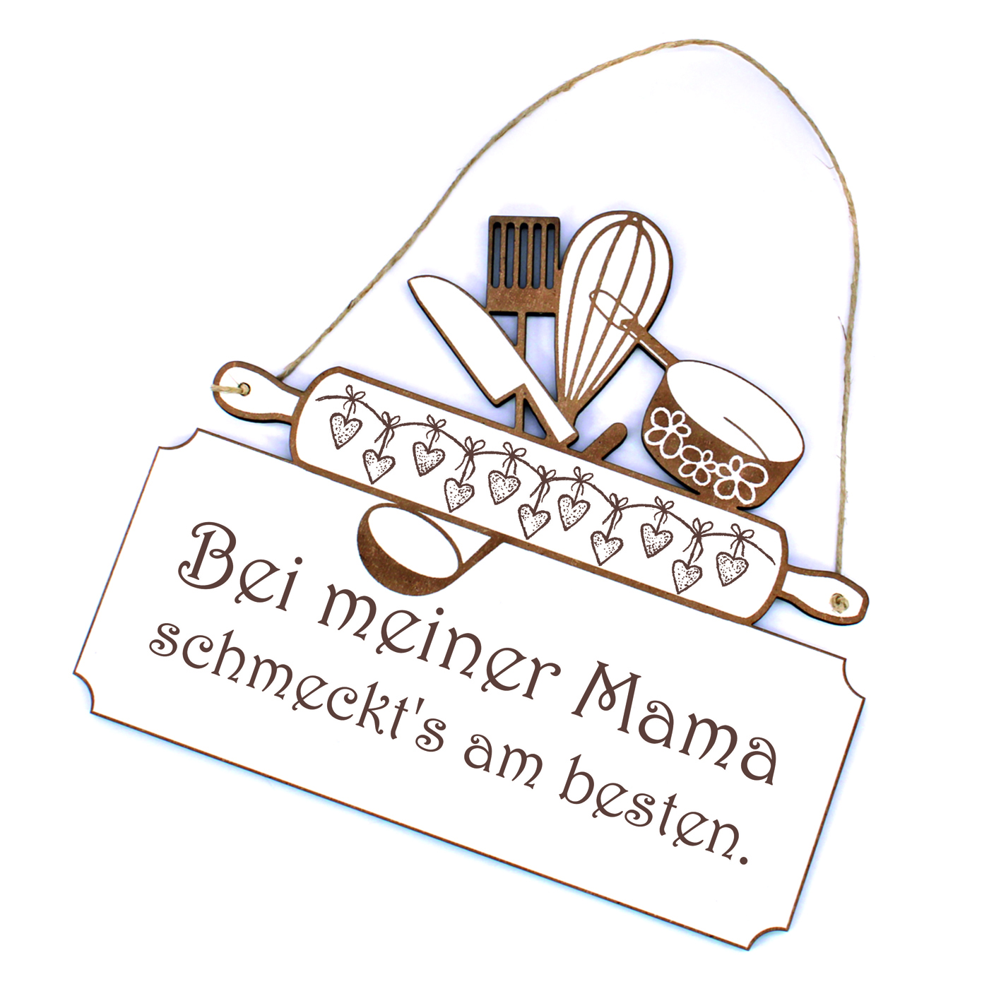 Schild Bei meiner Mama schmeckt's am besten - Küche Türschild Kochen Deko Vintage Dekoschild