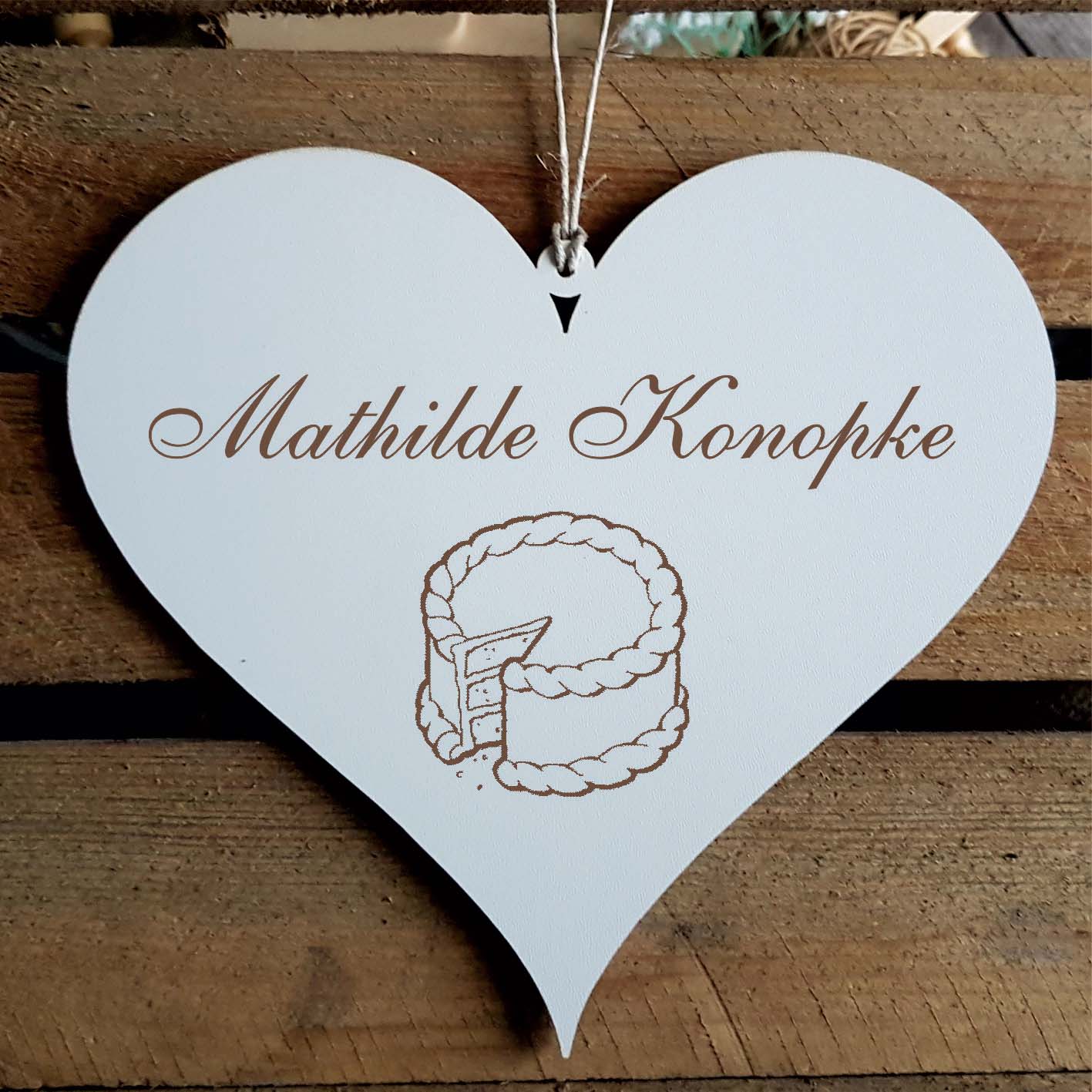Herz Schild « Konditor » mit Namen - Türschild zum Anhängen