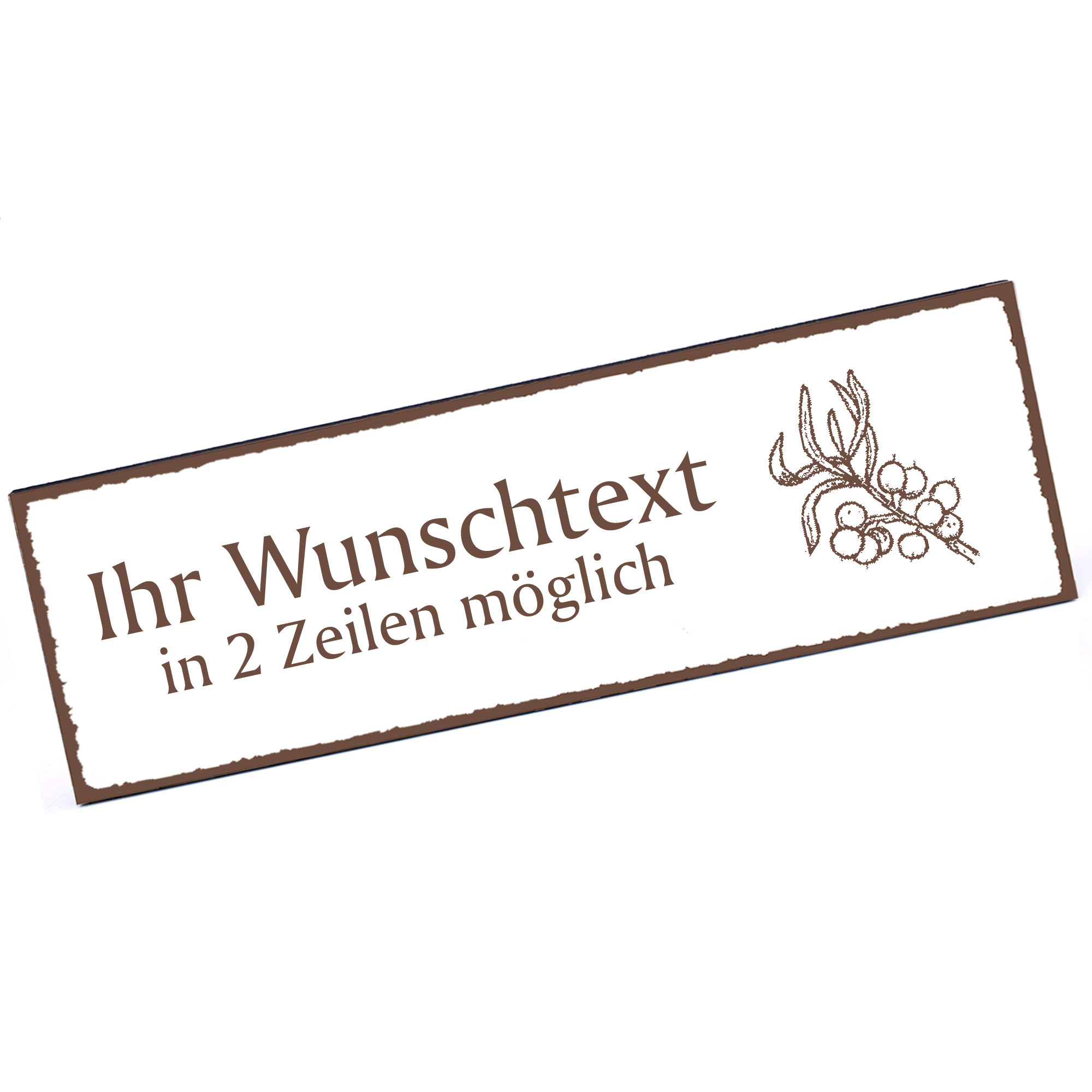 Türschild Sanddorn  Namensschild personalisiert mit Gravur - 150mm x 50mm - selbstklebend