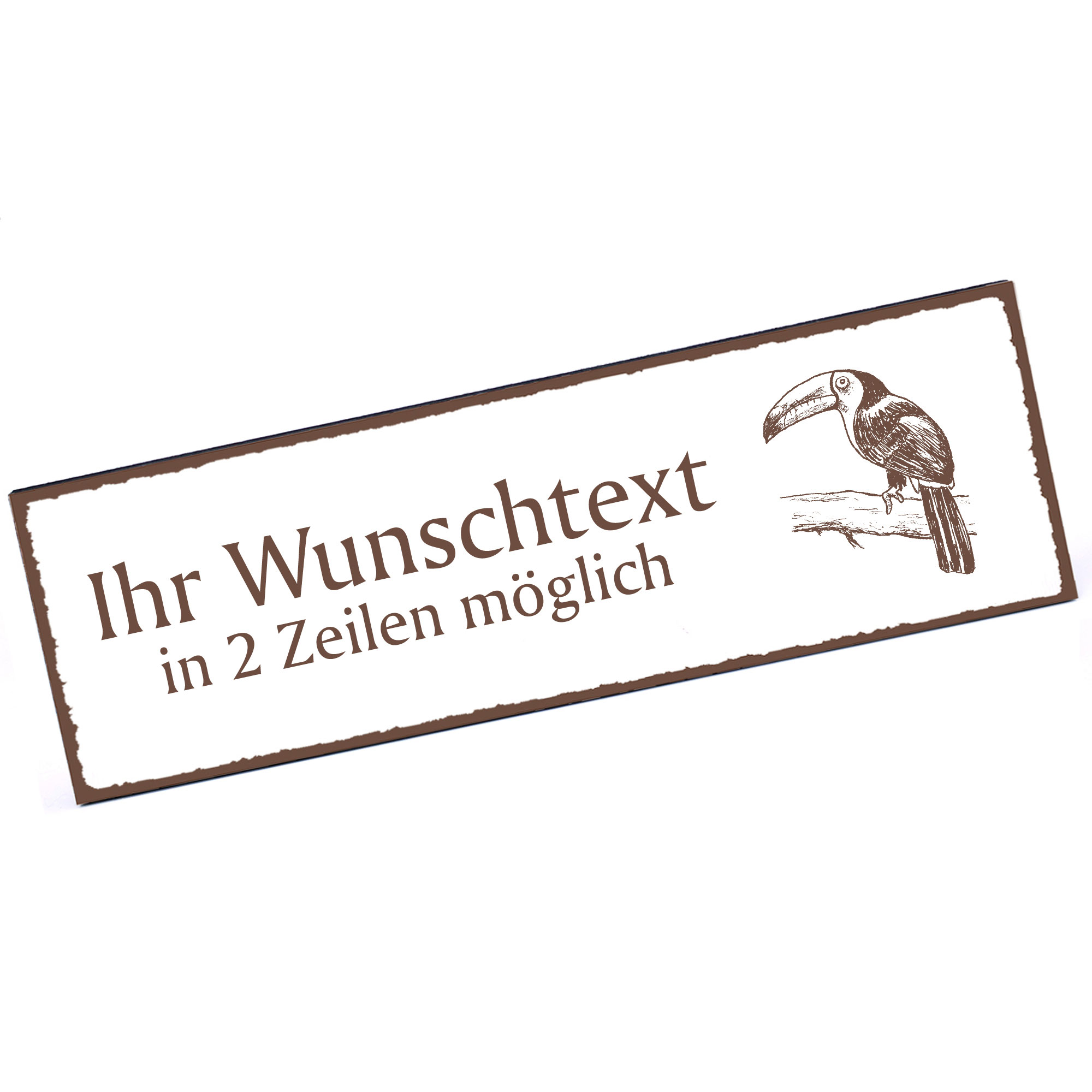 Türschild Tukan  Namensschild personalisiert mit Gravur - 150mm x 50mm - selbstklebend