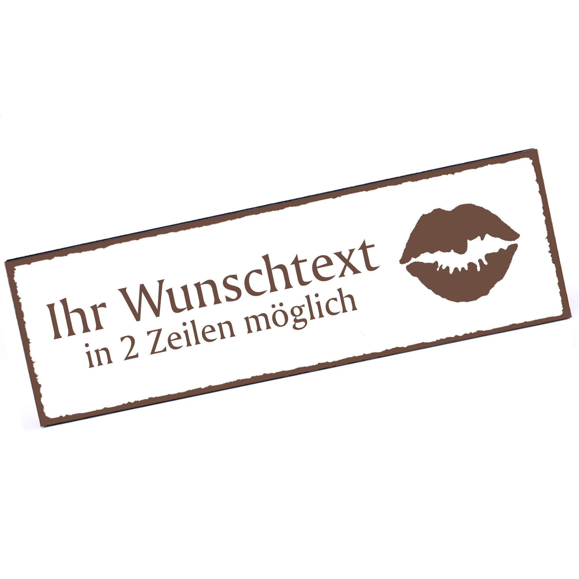 Türschild Kussmund  Namensschild personalisiert mit Gravur - 150mm x 50mm - selbstklebend