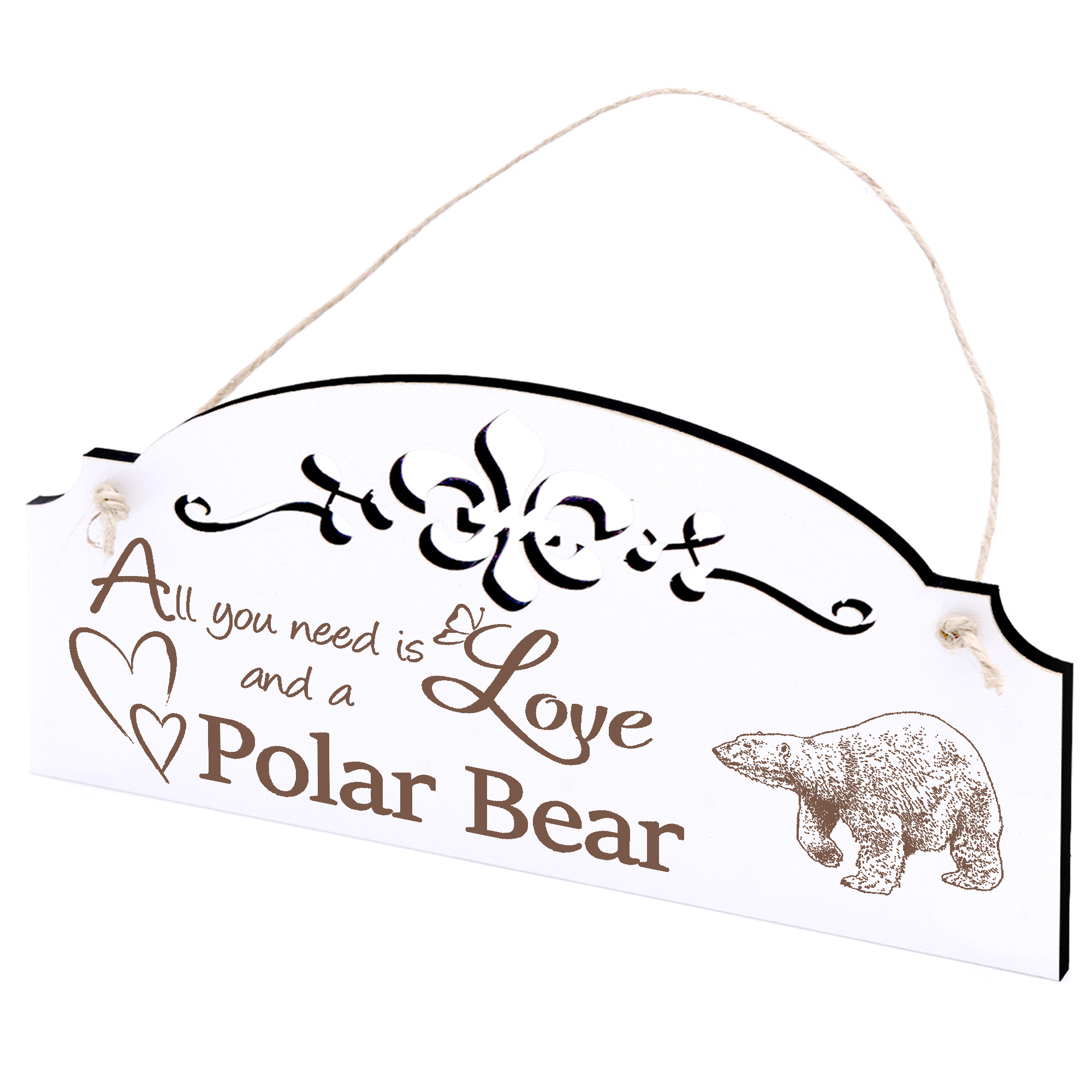Schild Eisbär Deko 20x10cm - All you need is Love and a Polar Bear - Holz